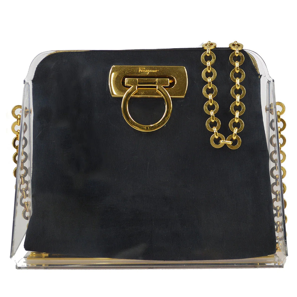 Salvatore Ferragamo Gancini Chain Shoulder Bag Clear Plastic