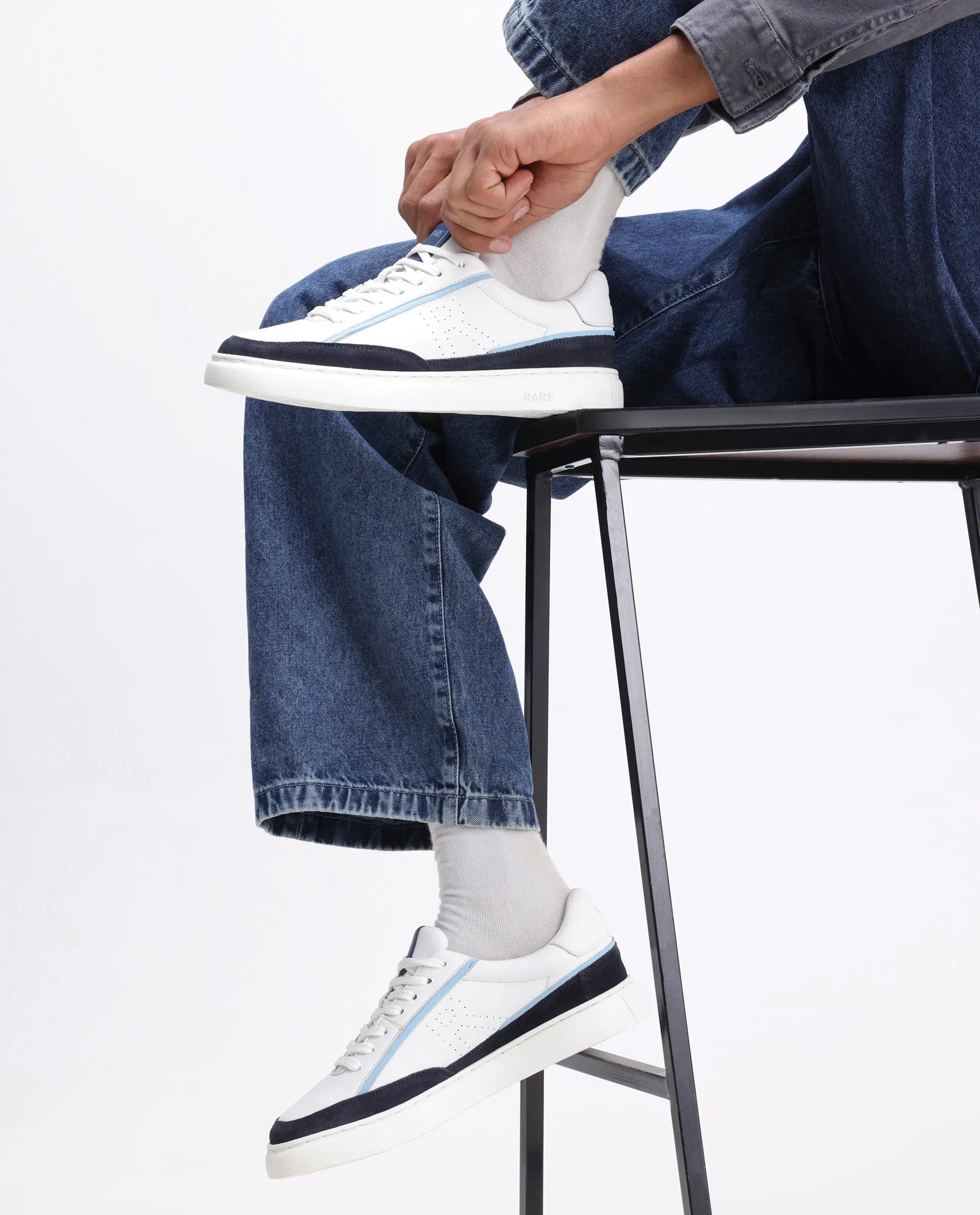 RAREZ Rare Rabbit Men's Kennen Navy Micro Fiber Causal Sneaker