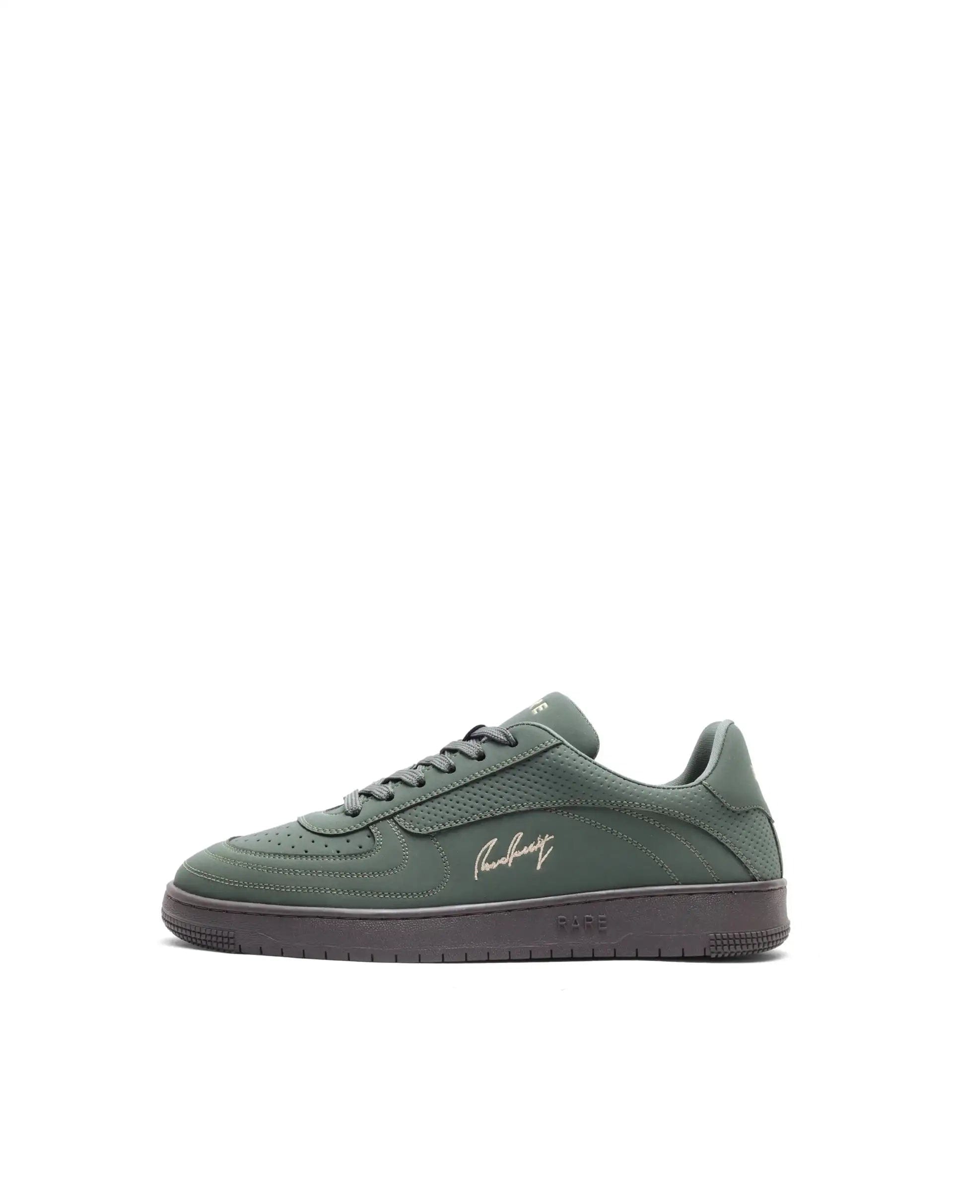 RAREZ Rare Rabbit Men's Agno Olive Micro Leather Sneaker