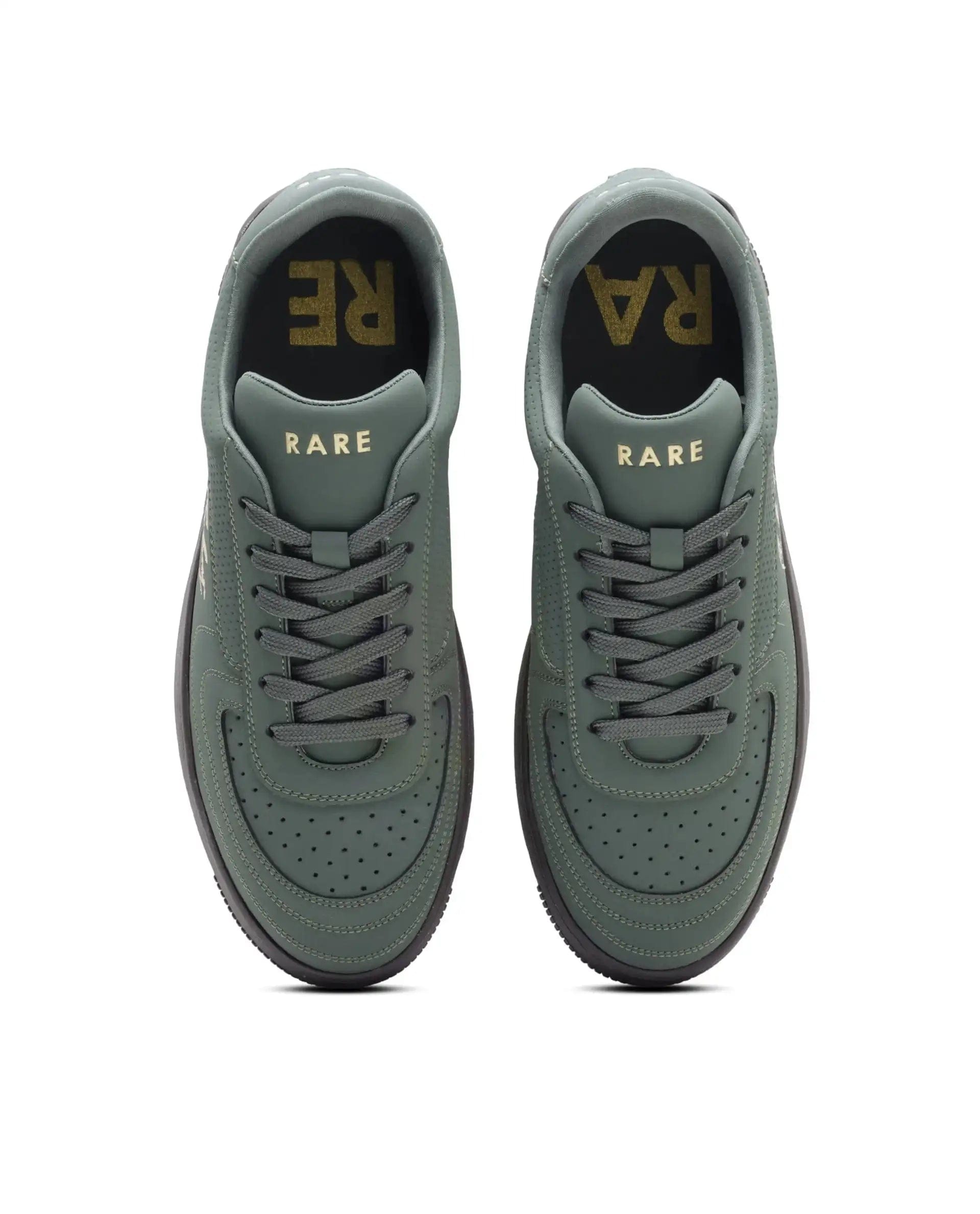 RAREZ Rare Rabbit Men's Agno Olive Micro Leather Sneaker