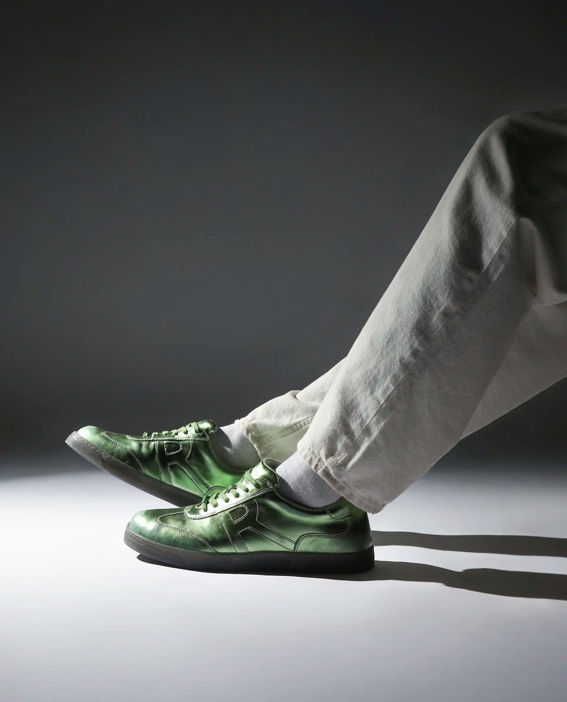 RAREZ Rare Rabbit Men Mercure Metallic Green Lace - Up Closure Shoes