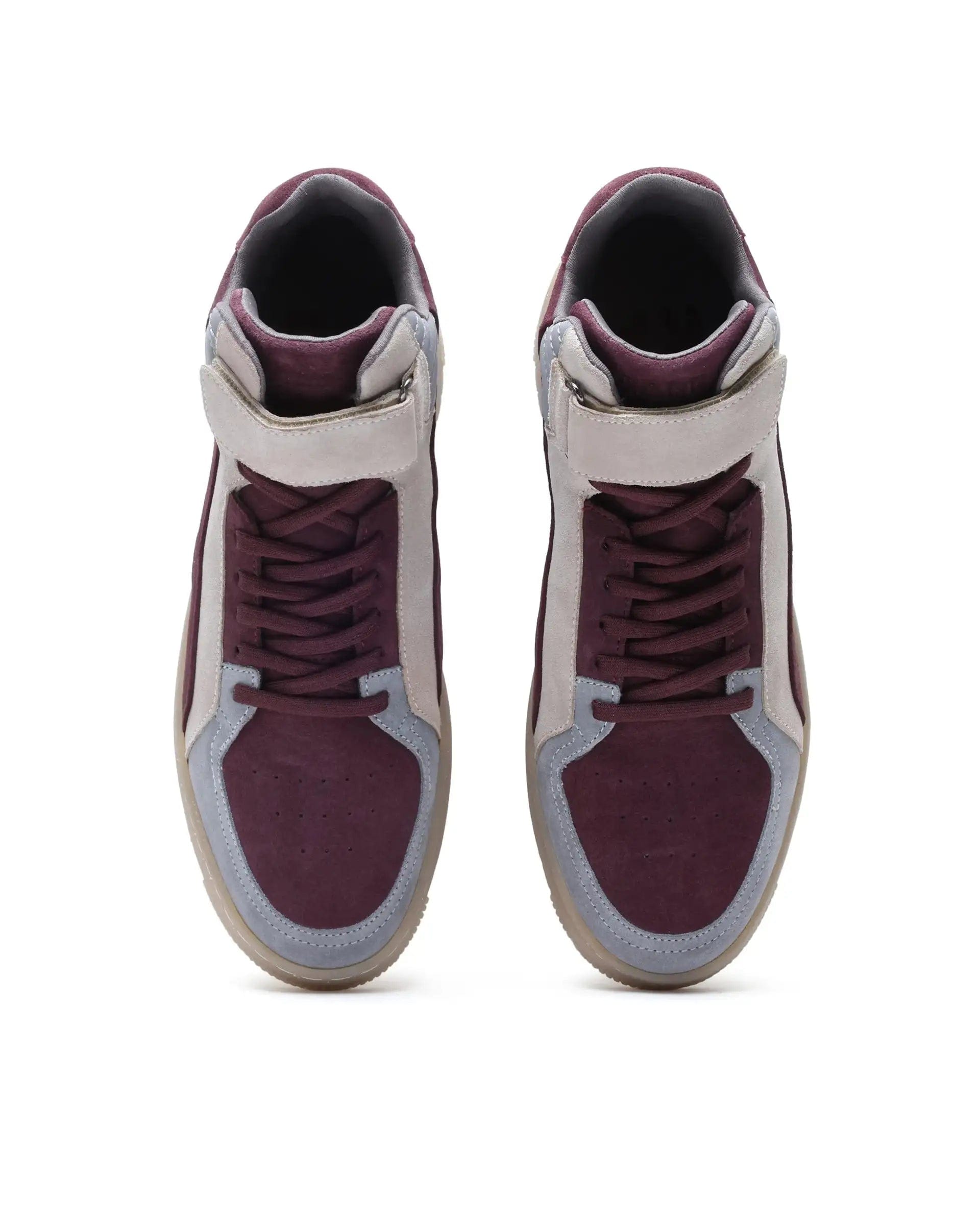 RAREZ Rare Rabbit Men's Bacu Burgundy Lace - Up Suede Leather Closure Sneakers