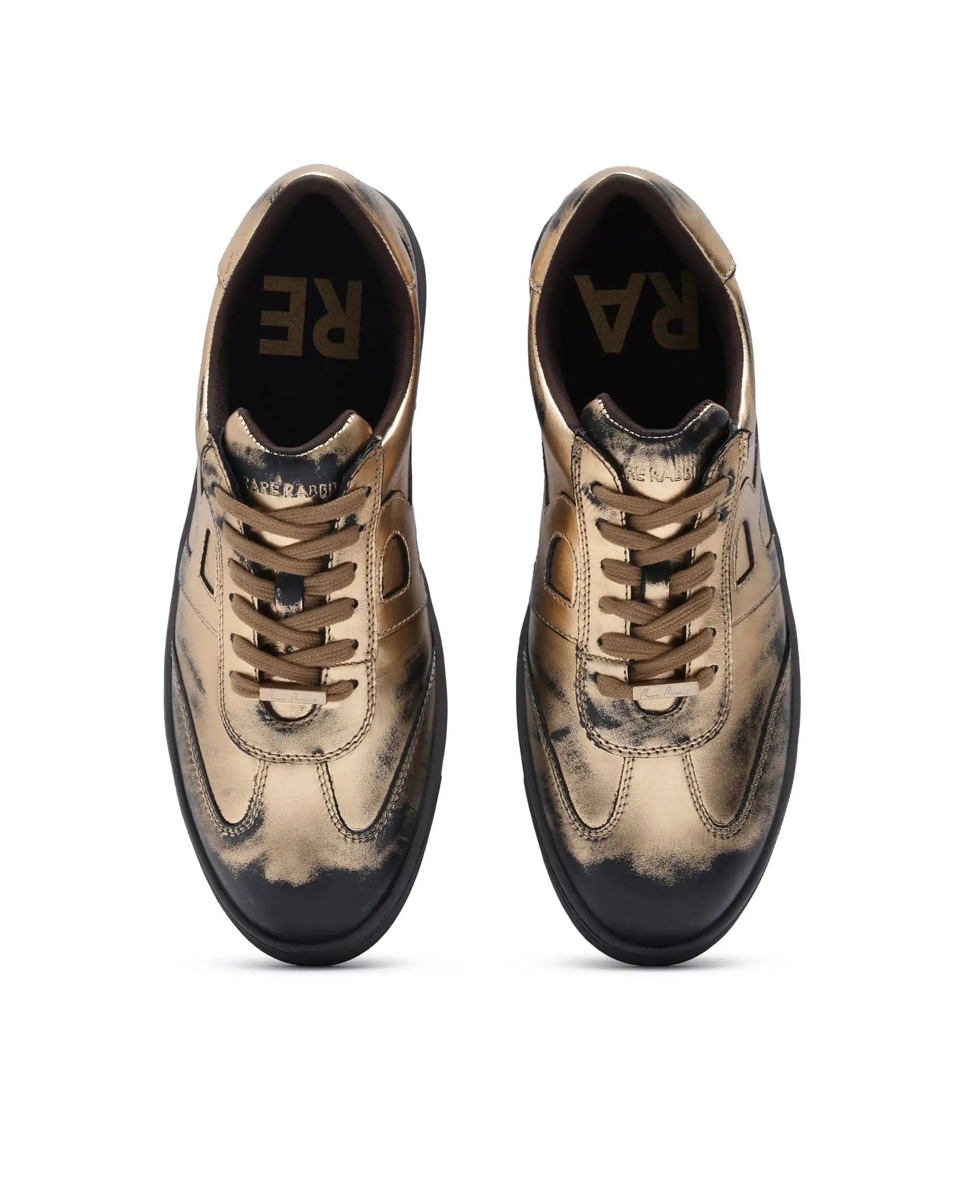RAREZ Rare Rabbit Men Mercure Metallic Gold Lace - Up Closure Shoes