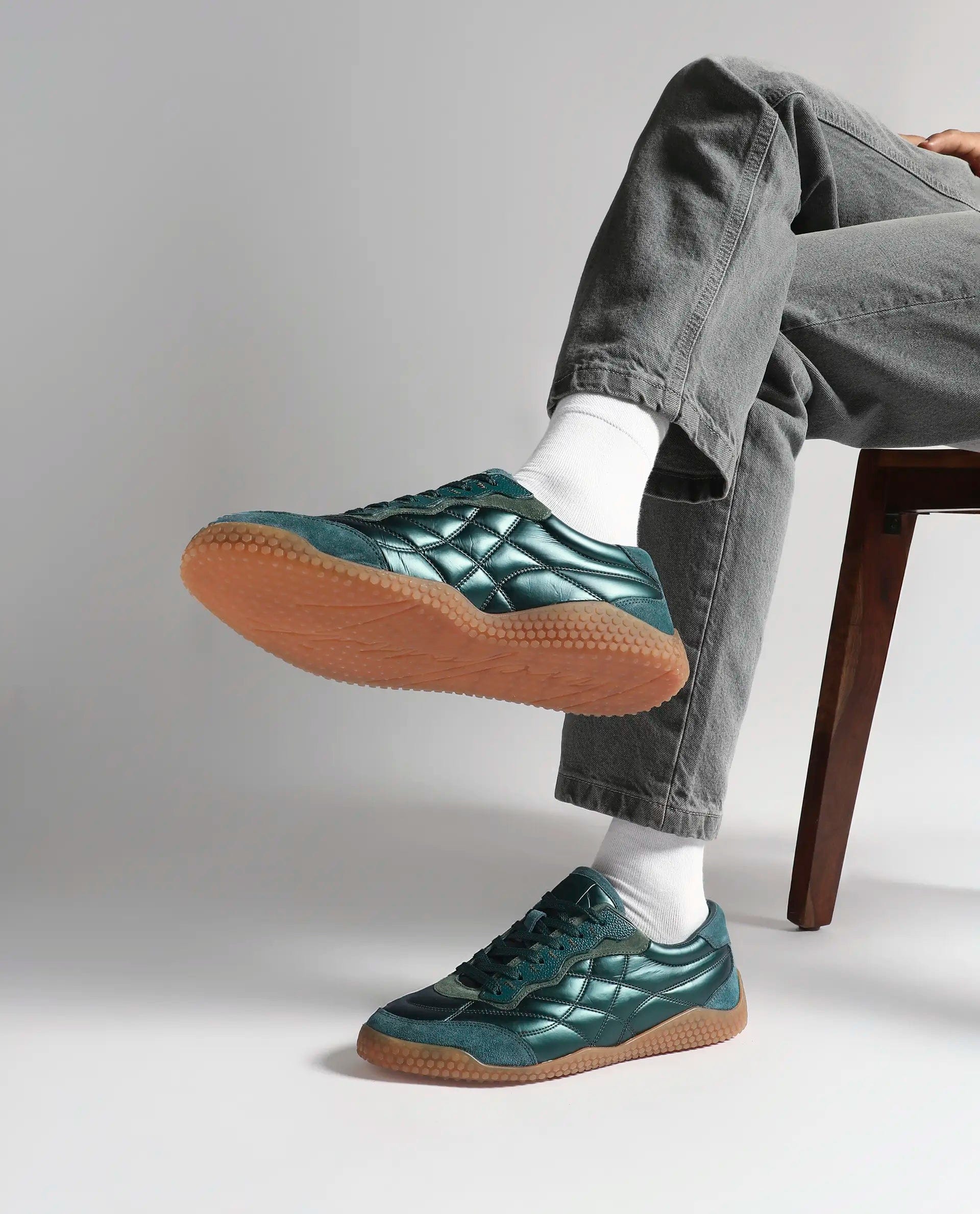 RAREZ Rare Rabbit Men's Temo Green Parachute Lace - Up Closure Sneaker