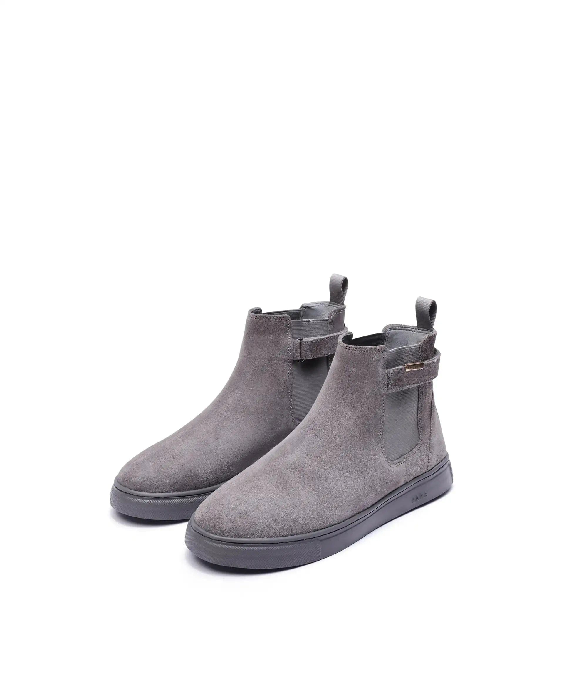 RAREZ Rare Rabbit Men Berus Grey Suede Slip - on Closure Chelsea Shoes