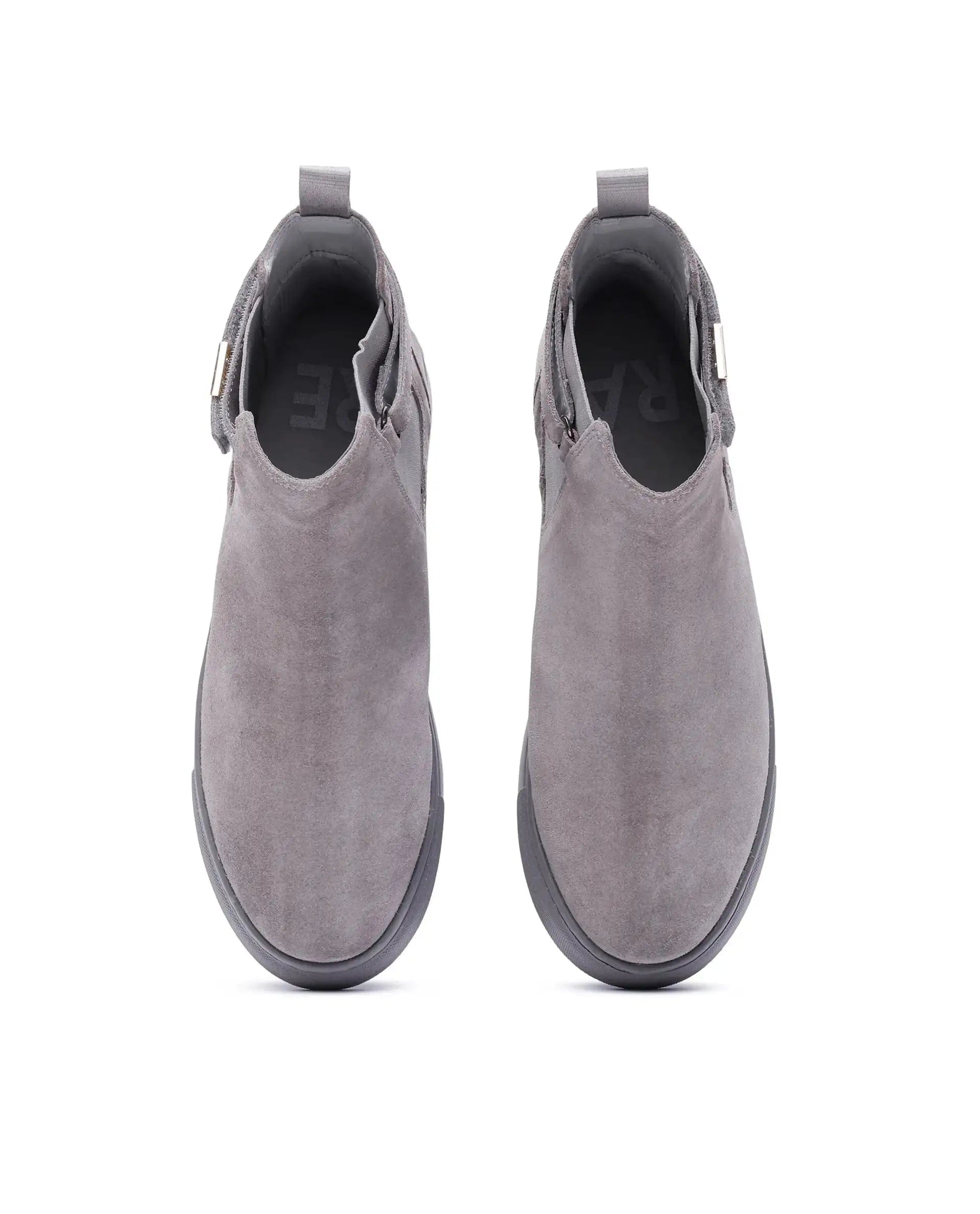 RAREZ Rare Rabbit Men Berus Grey Suede Slip - on Closure Chelsea Shoes