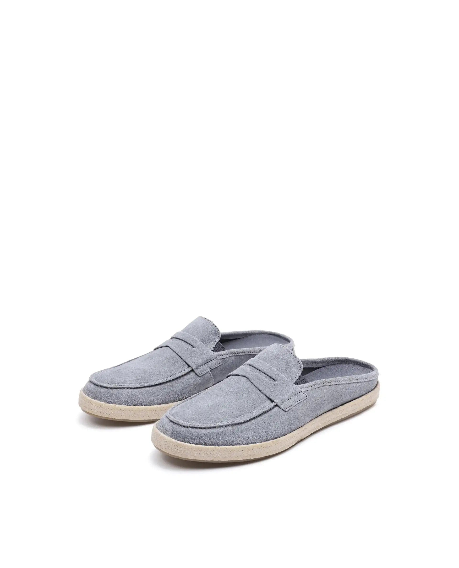 RAREZ Rare Rabbit Men Diago Light Grey Suede Leather Slip - On Closure Shoes