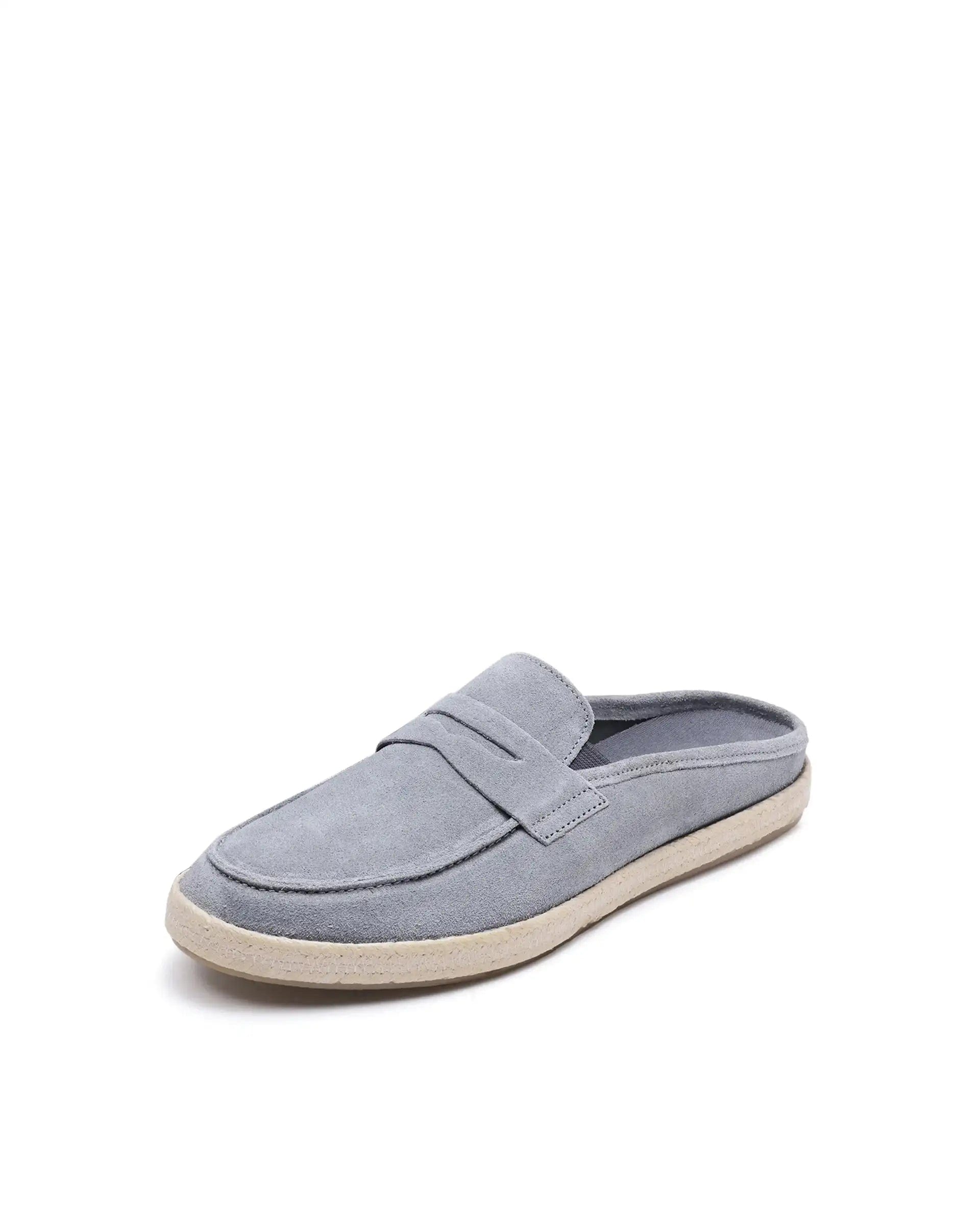 RAREZ Rare Rabbit Men Diago Light Grey Suede Leather Slip - On Closure Shoes