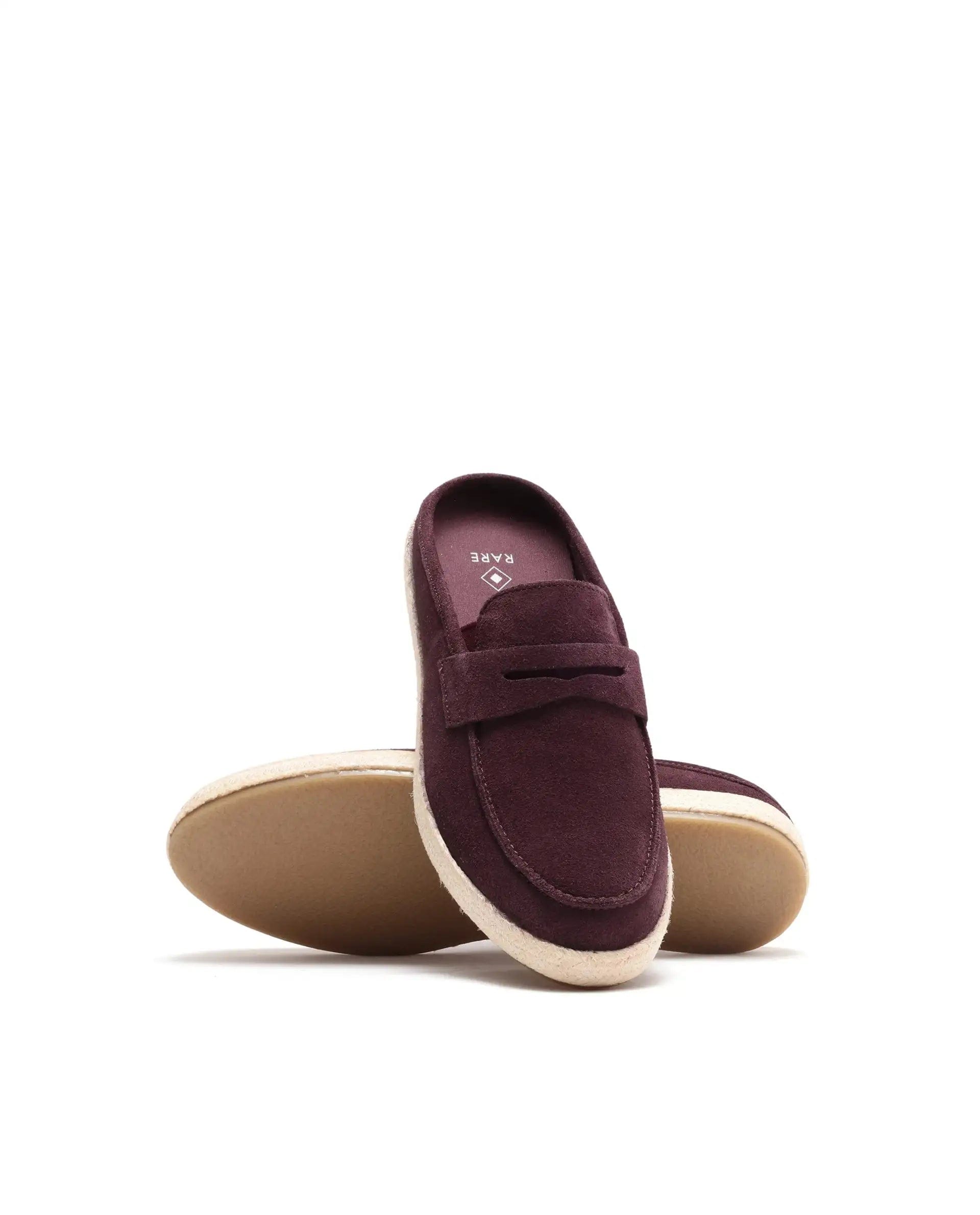 RAREZ Rare Rabbit Men Diago Bordo Suede Leather Slip - On Closure Shoes