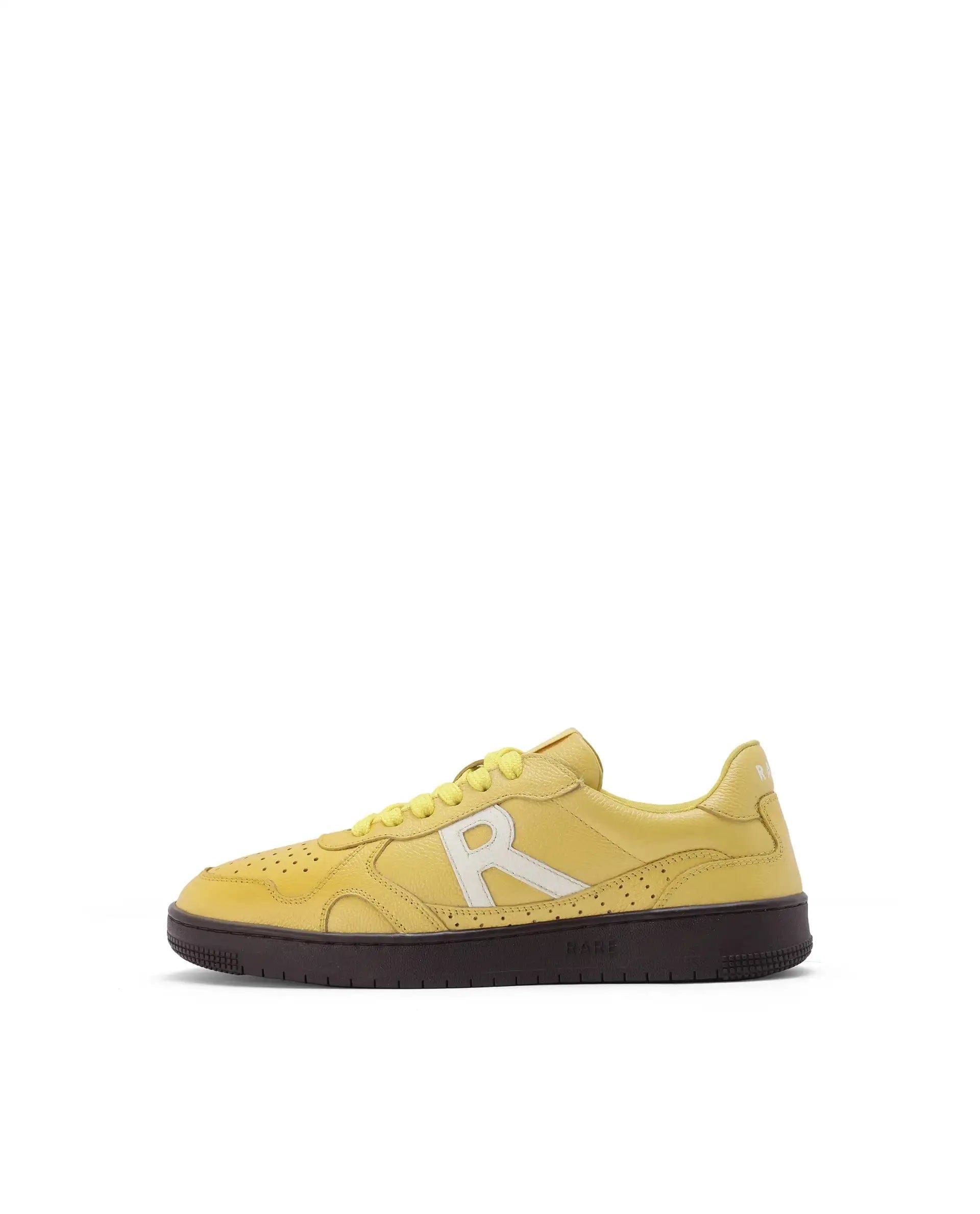 RAREZ Rare Rabbit Men's Kepler Yellow Genuine Leather Low - Top Lace - Up Sneaker Shoes