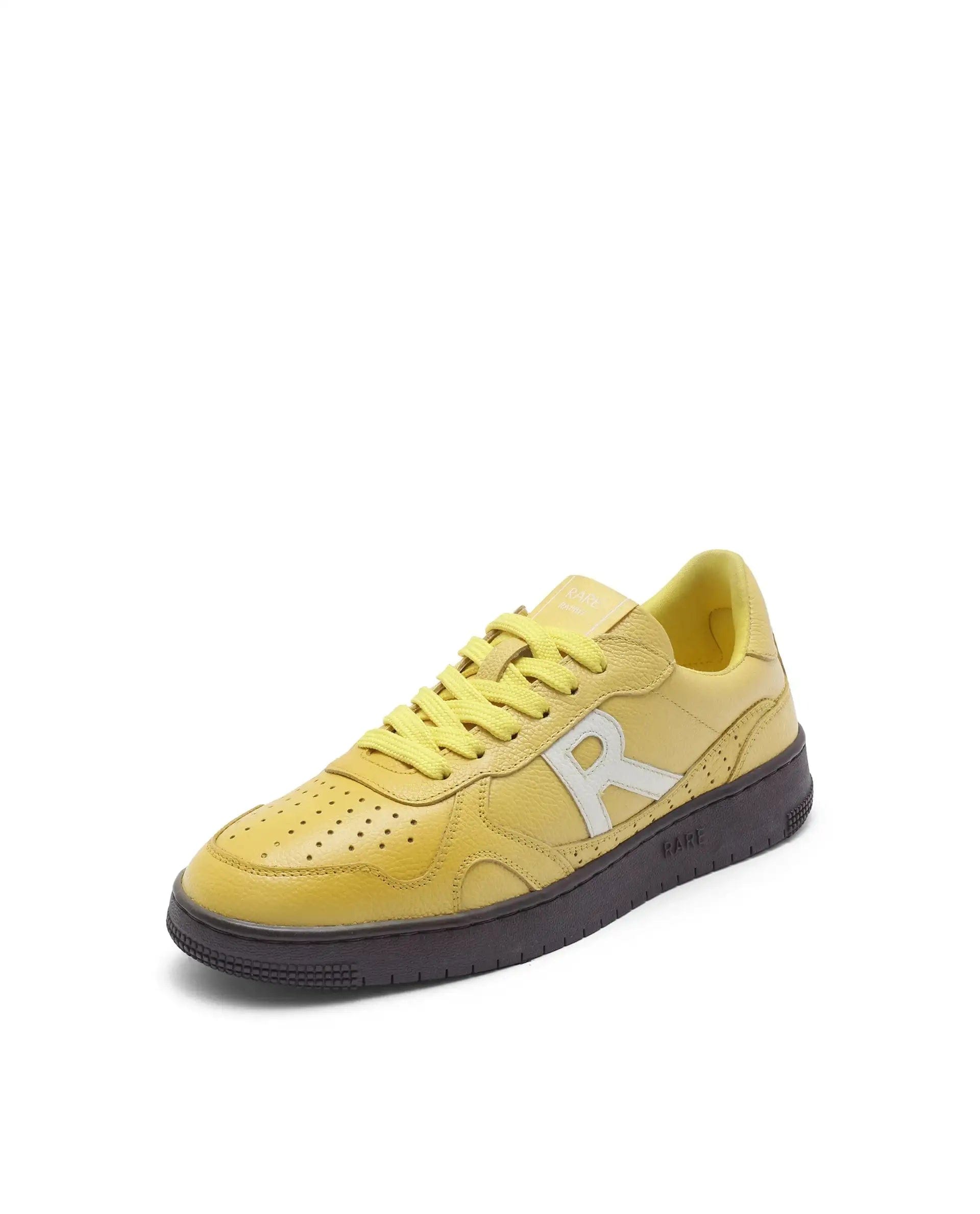 RAREZ Rare Rabbit Men's Kepler Yellow Genuine Leather Low - Top Lace - Up Sneaker Shoes