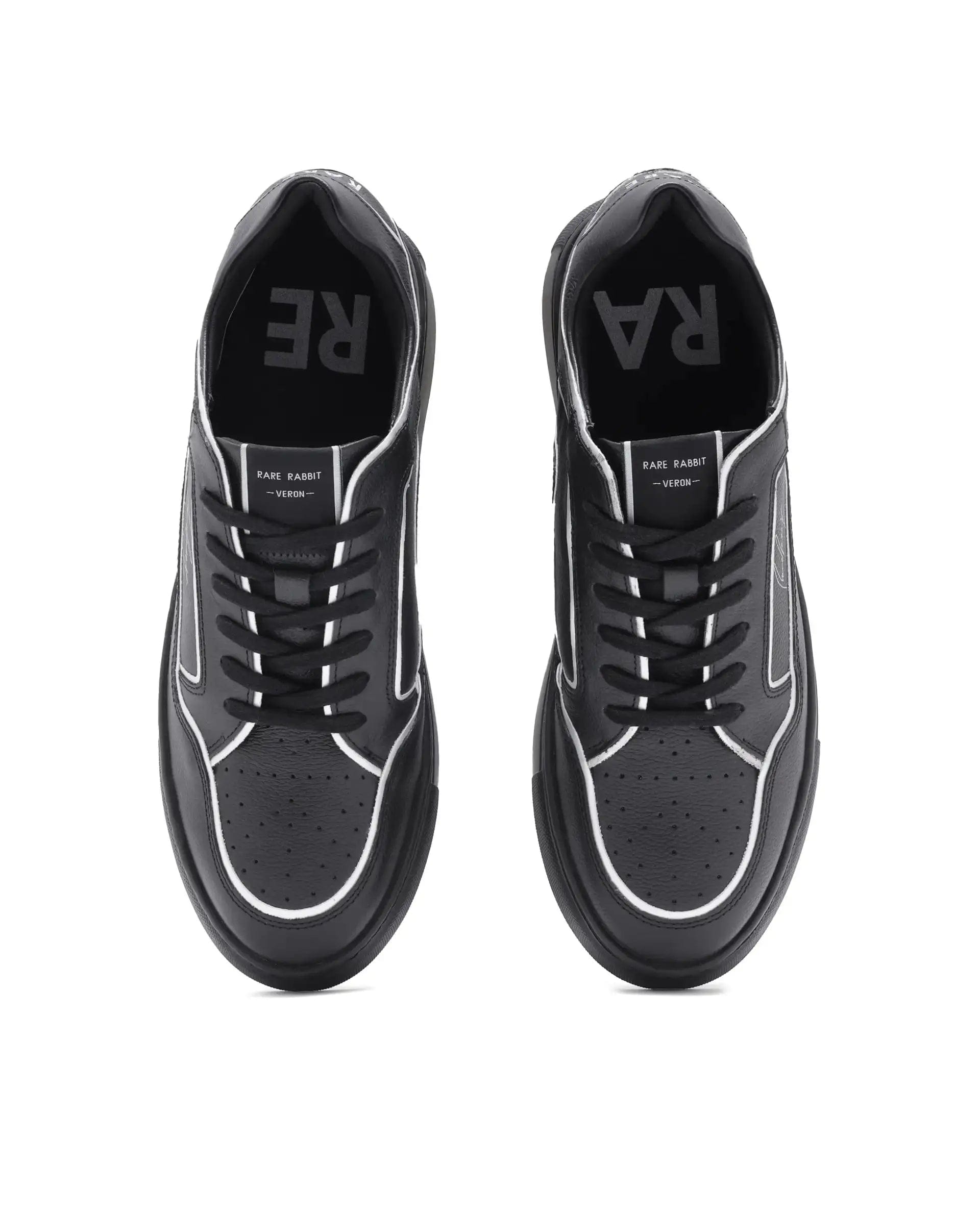 RAREZ Rare Rabbit Men Veron Black Genuine Leather Dual Tone Low - Top Lace - Up Shoes