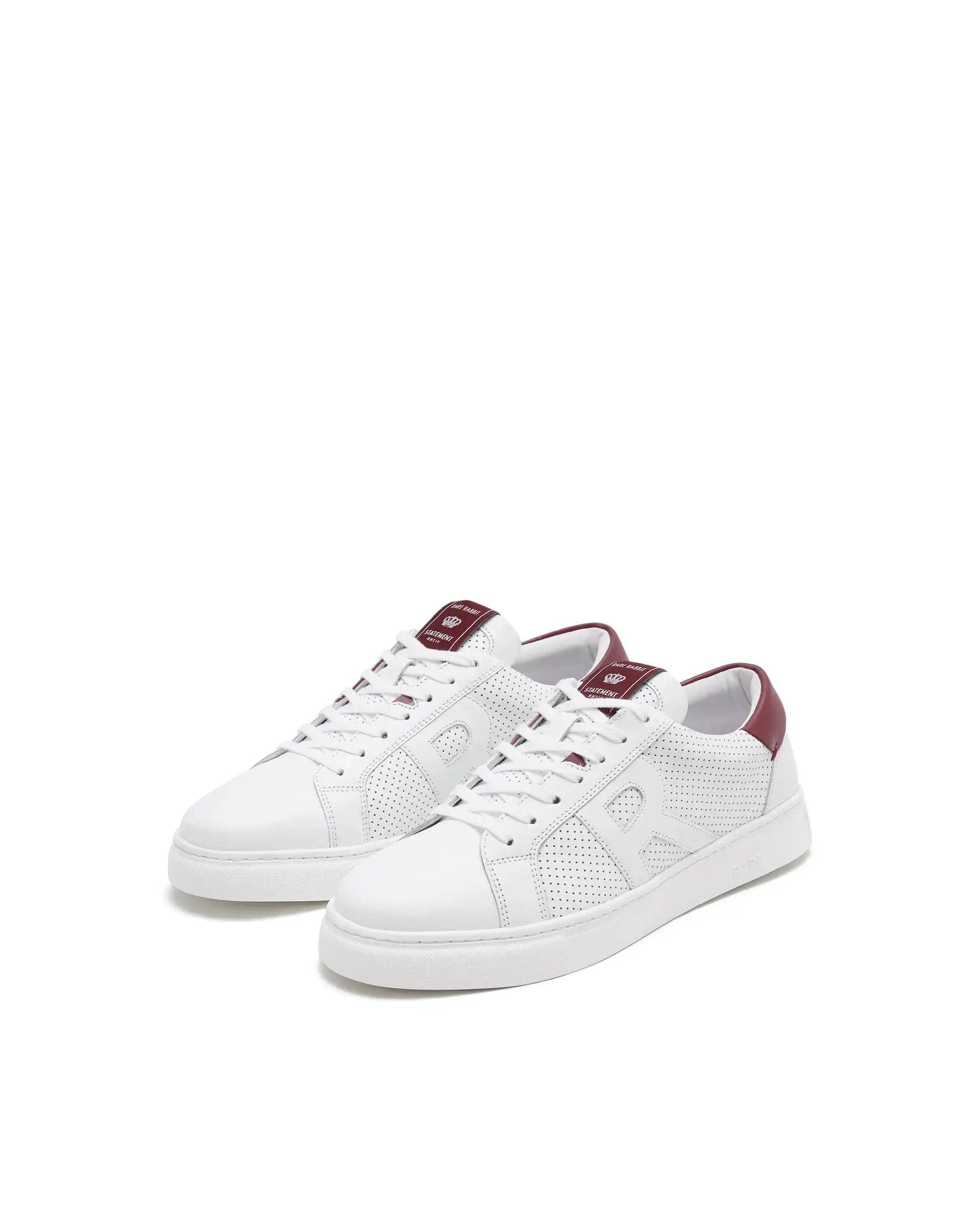 RAREZ Rare Rabbit Men Umbra White Lace - Up Genuine Leather Low - Top Perforated Shoes