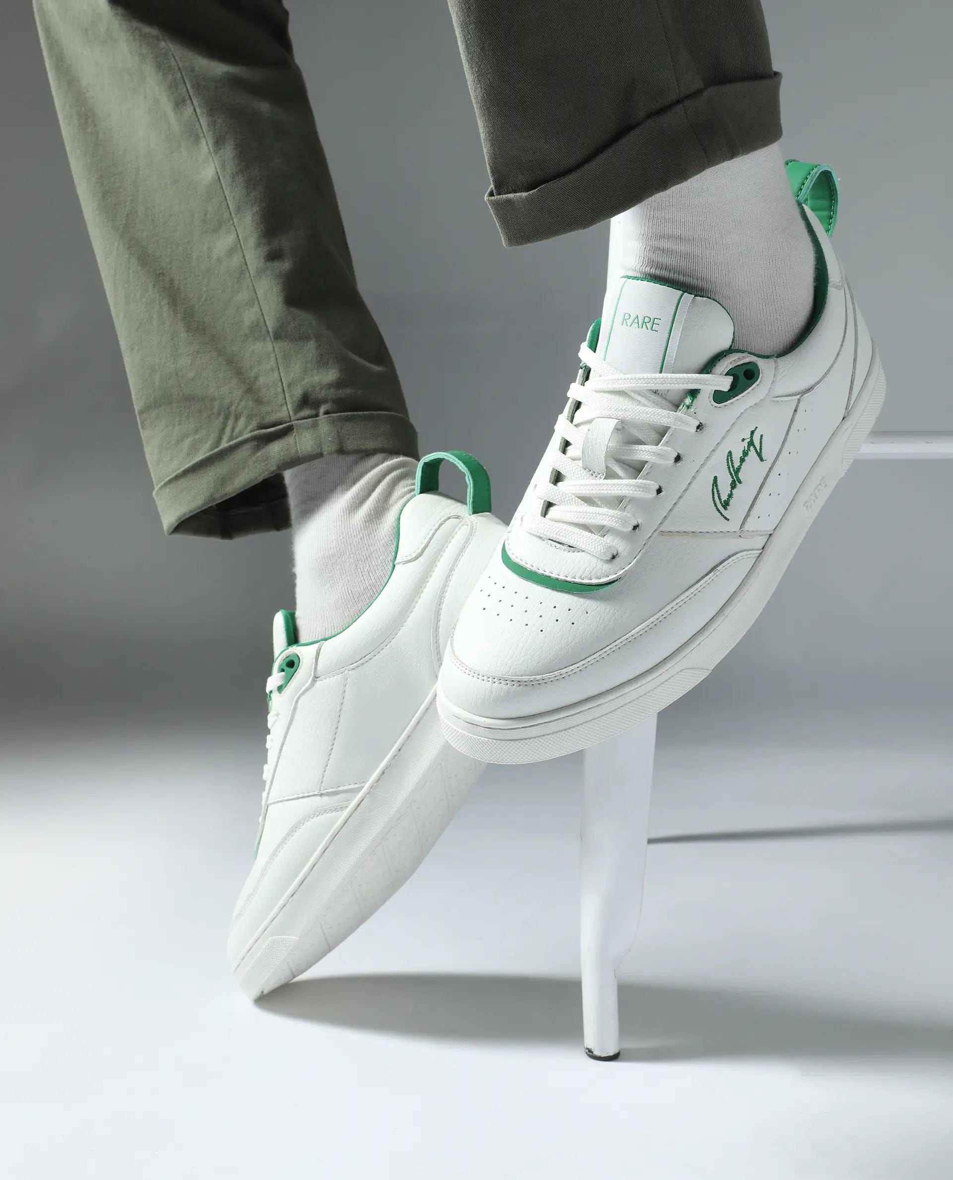 RAREZ Rare Rabbit Men's Garen Green Micro Fiber Causal Sneaker