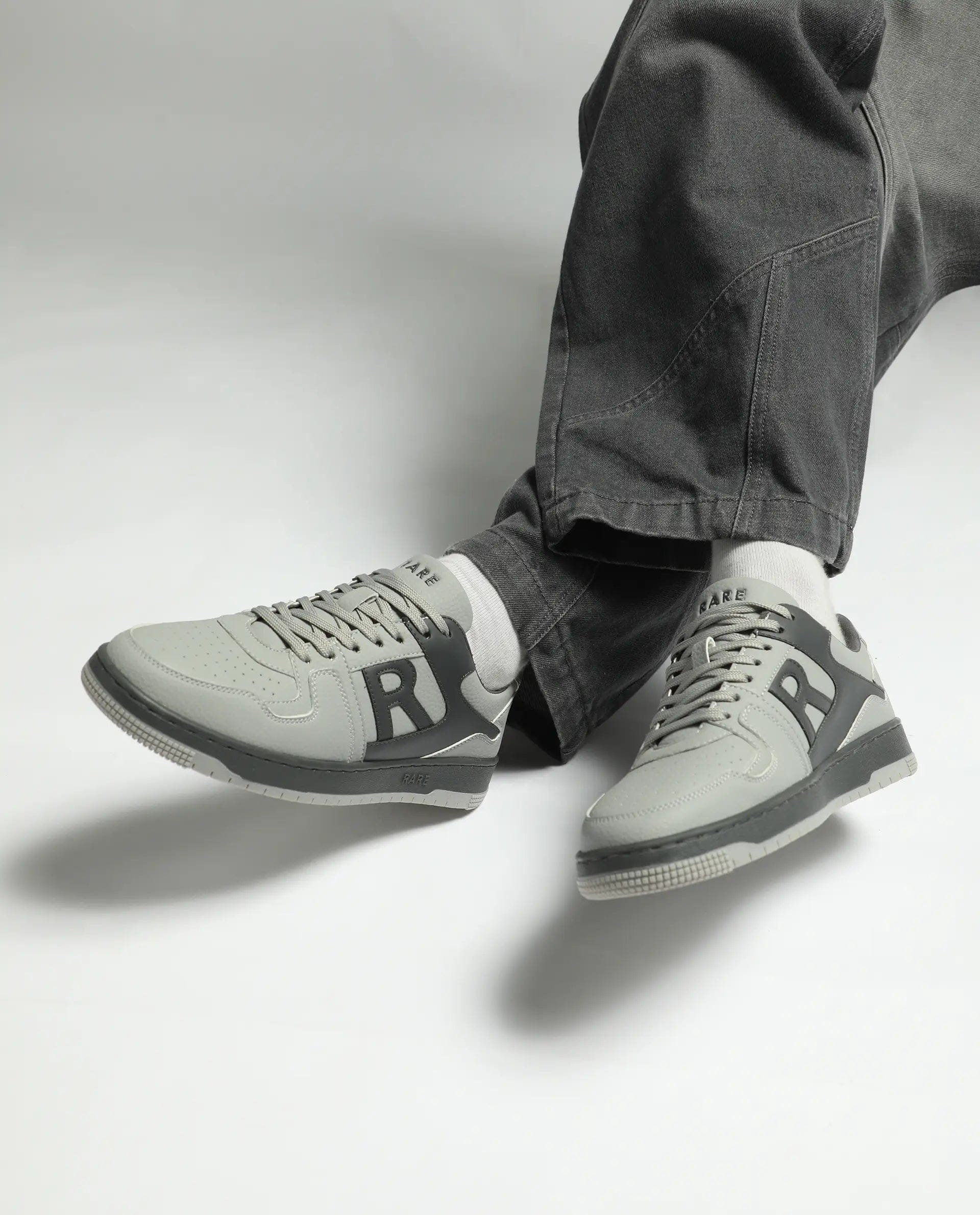 RAREZ Rare Rabbit Men's Phantom Grey Micro Fiber Navy Causal Sneaker