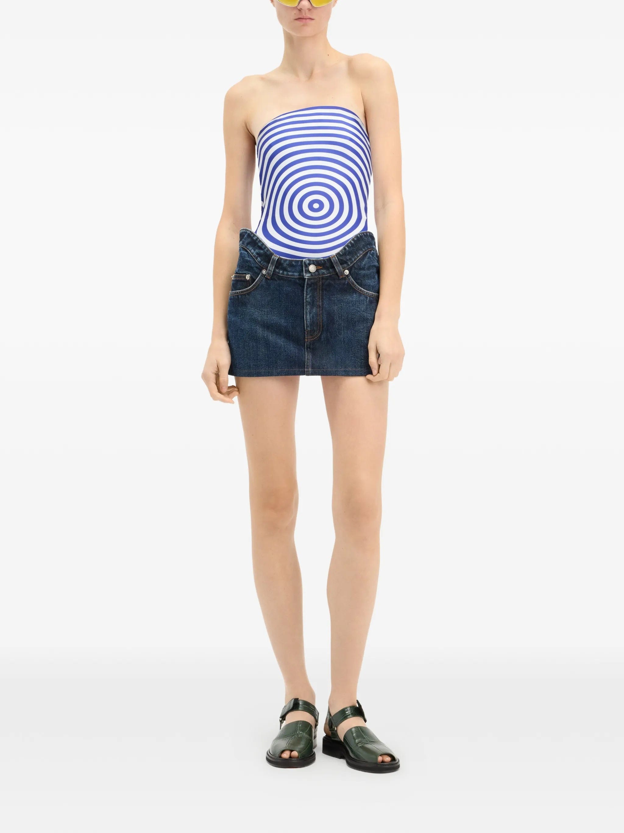 Jean Paul Gaultier The Curved denim mini skirt