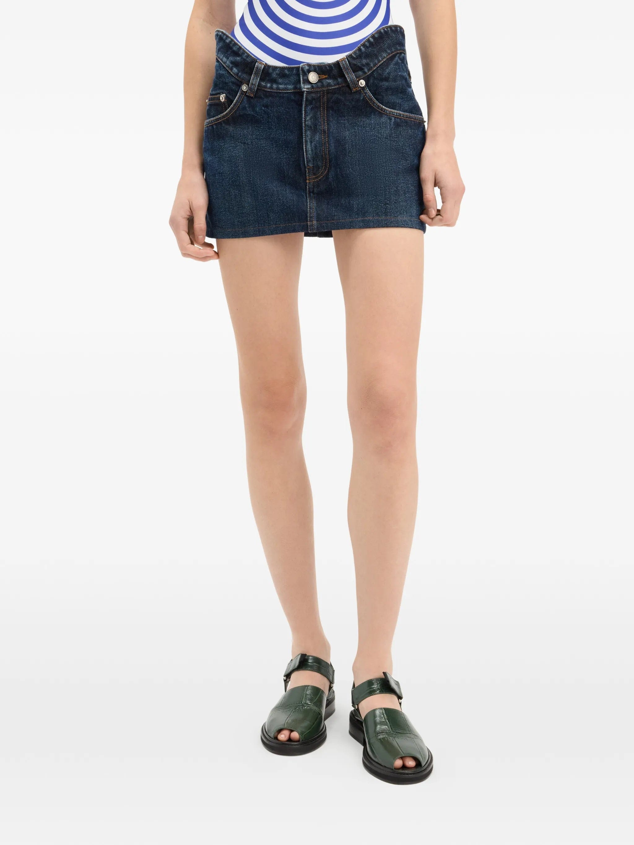 Jean Paul Gaultier The Curved denim mini skirt