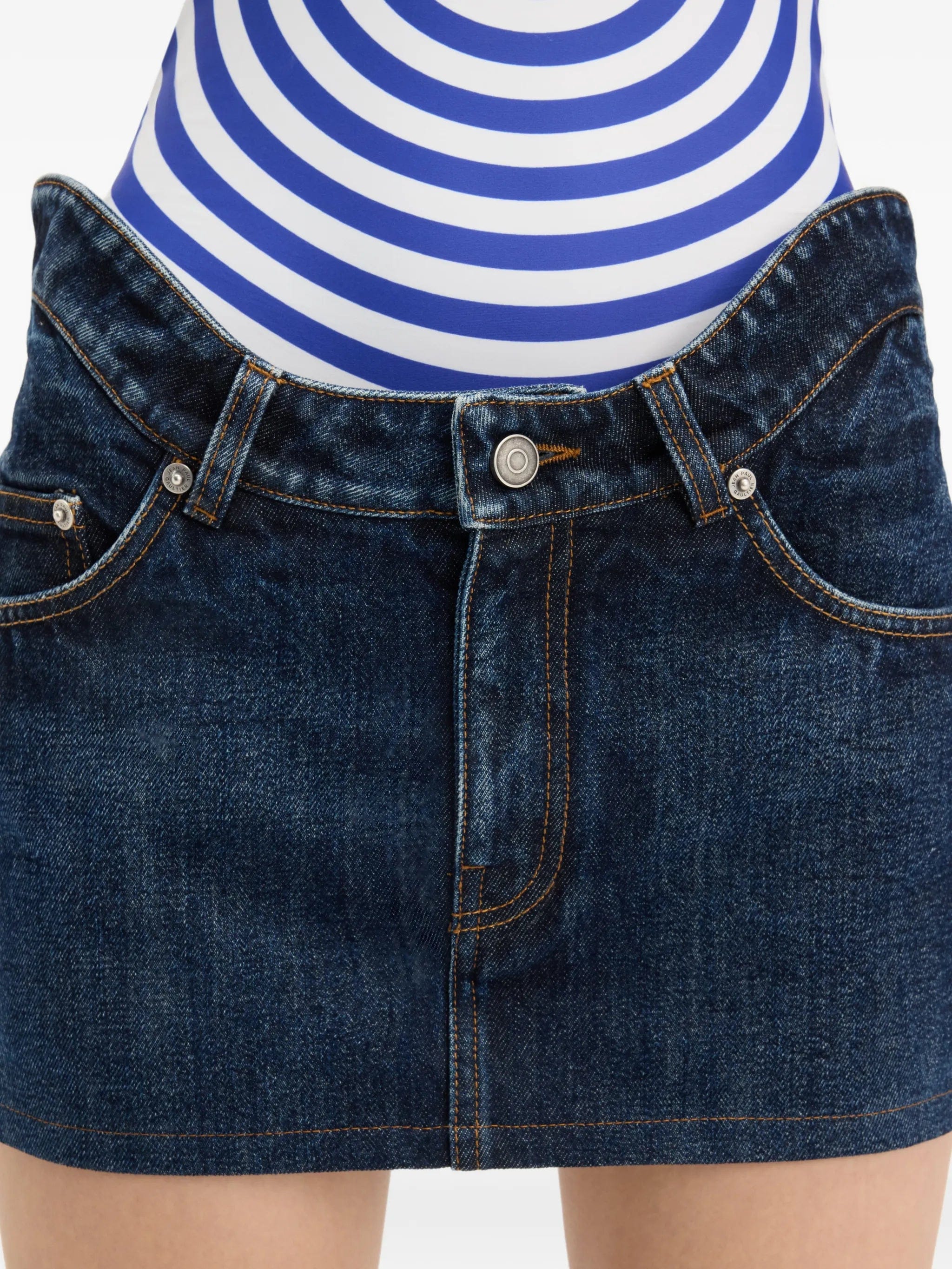 Jean Paul Gaultier The Curved denim mini skirt