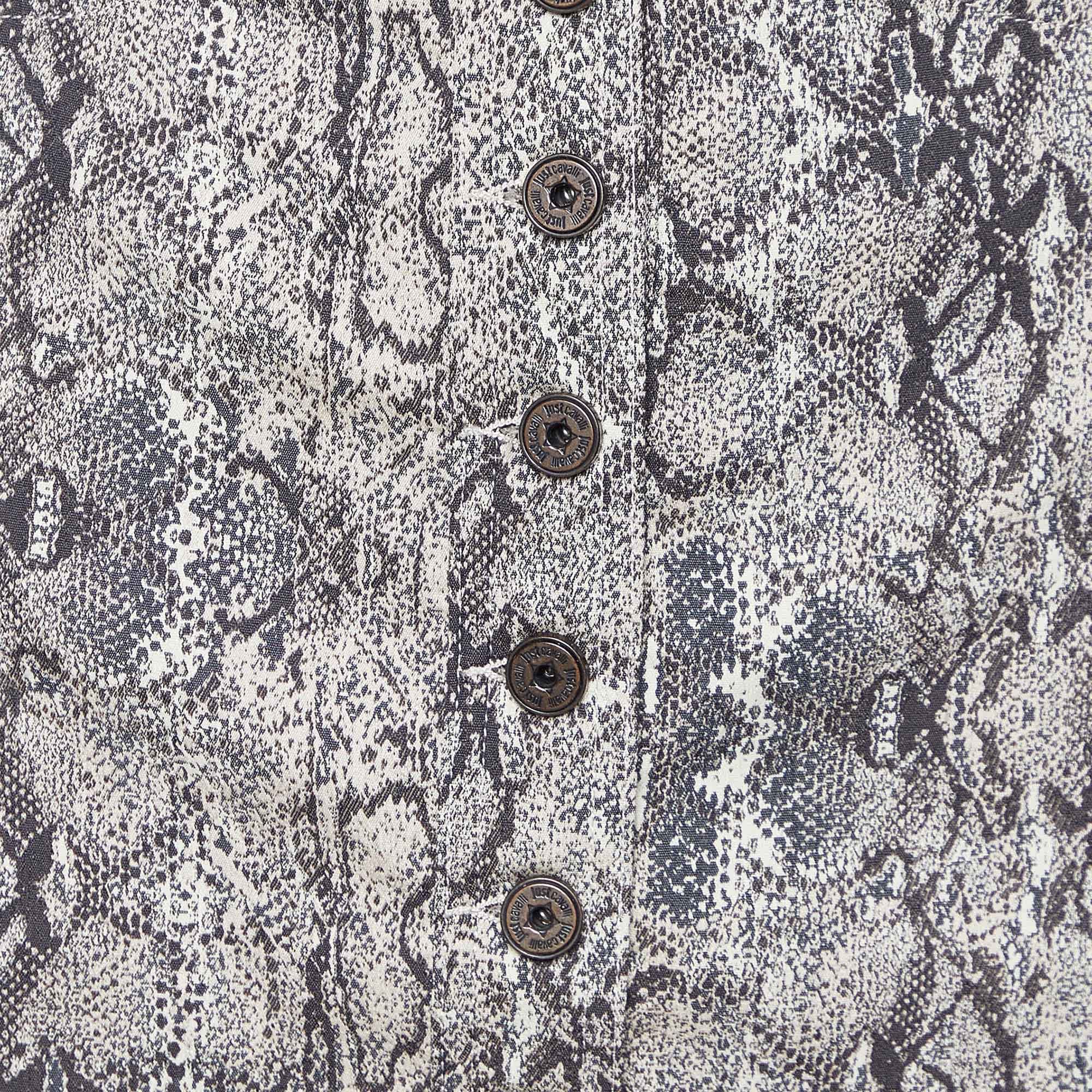 Just Cavalli Beige Animal Pattern Cotton Fitted Skirt