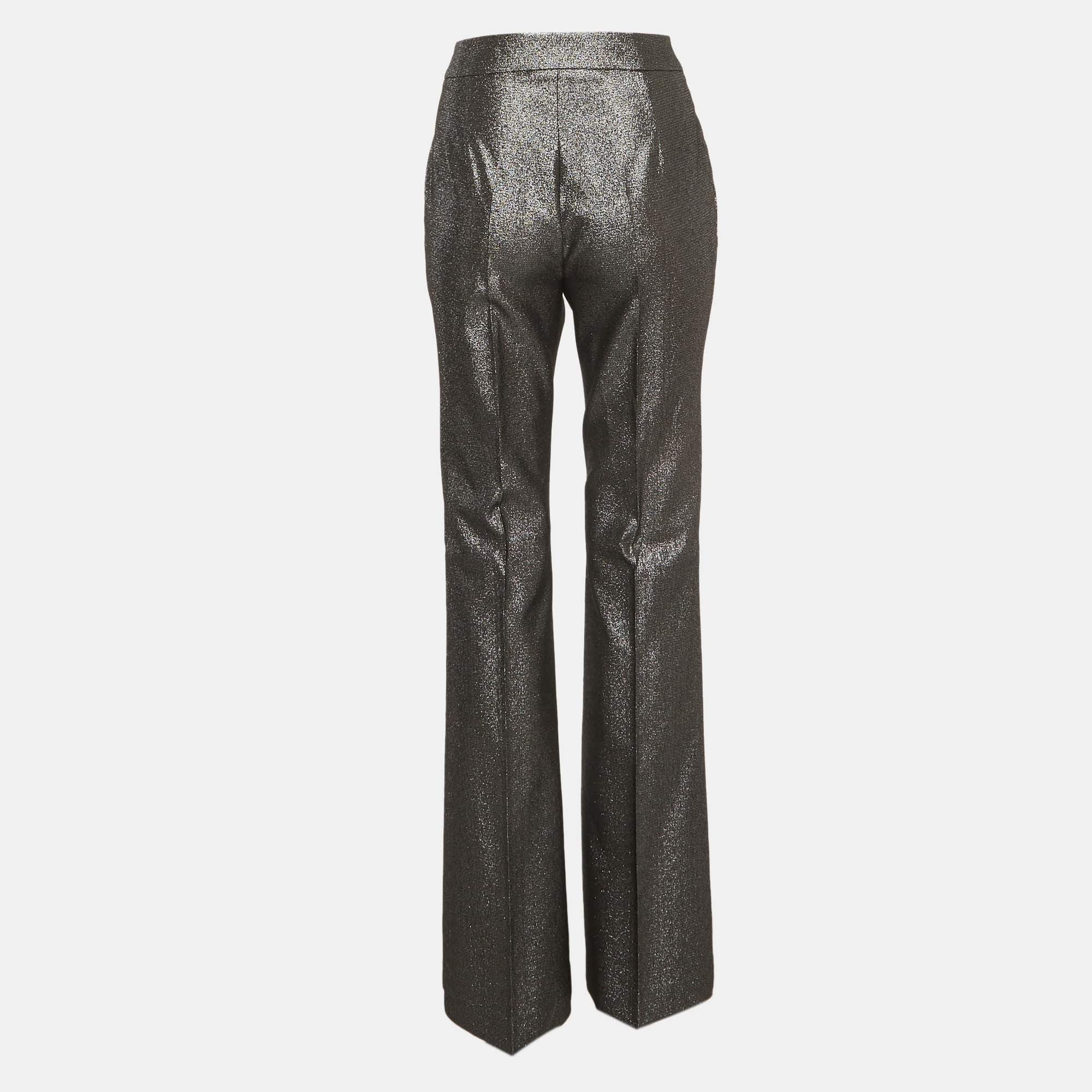 Just Cavalli Grey Lurex Button Detail Trousers
