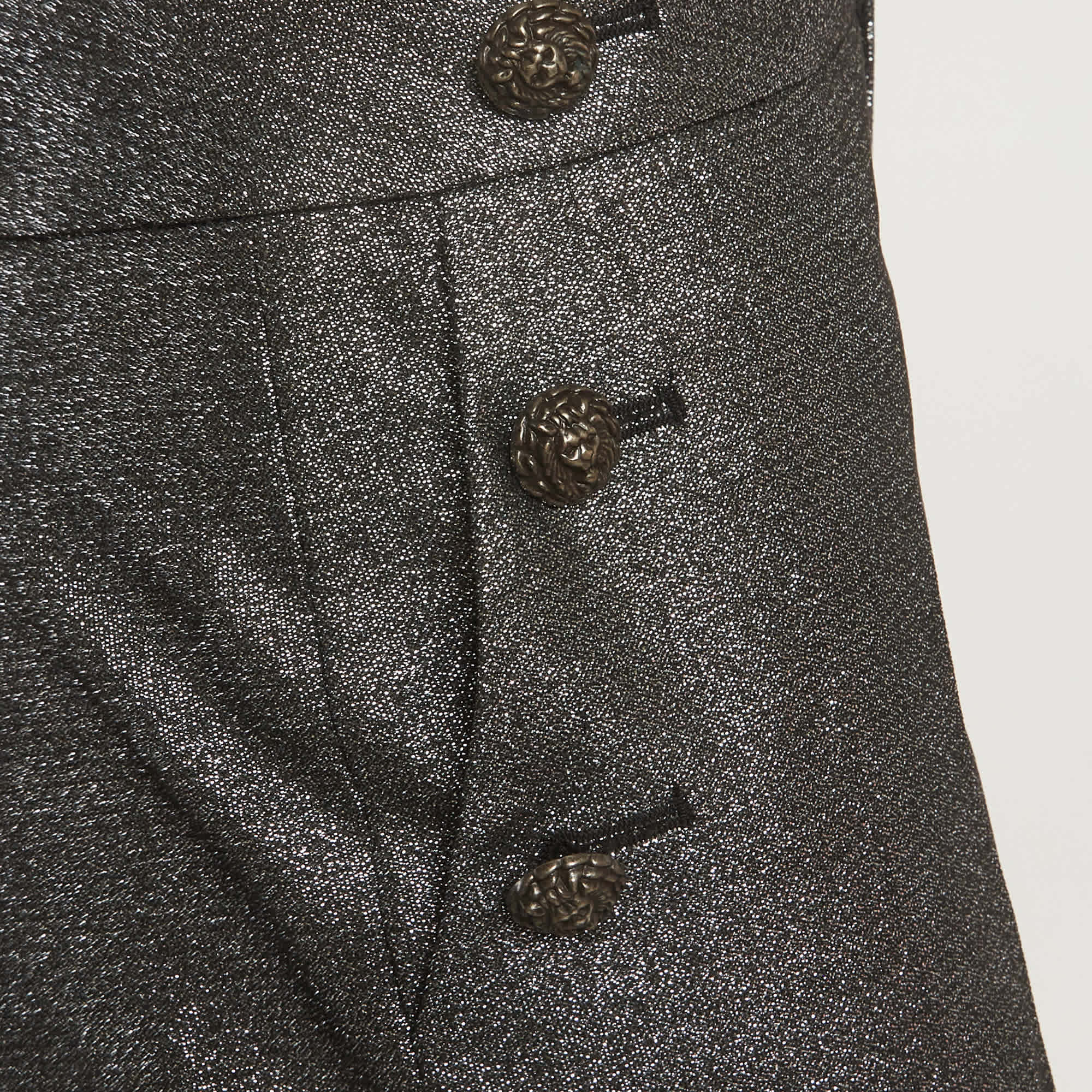 Just Cavalli Grey Lurex Button Detail Trousers
