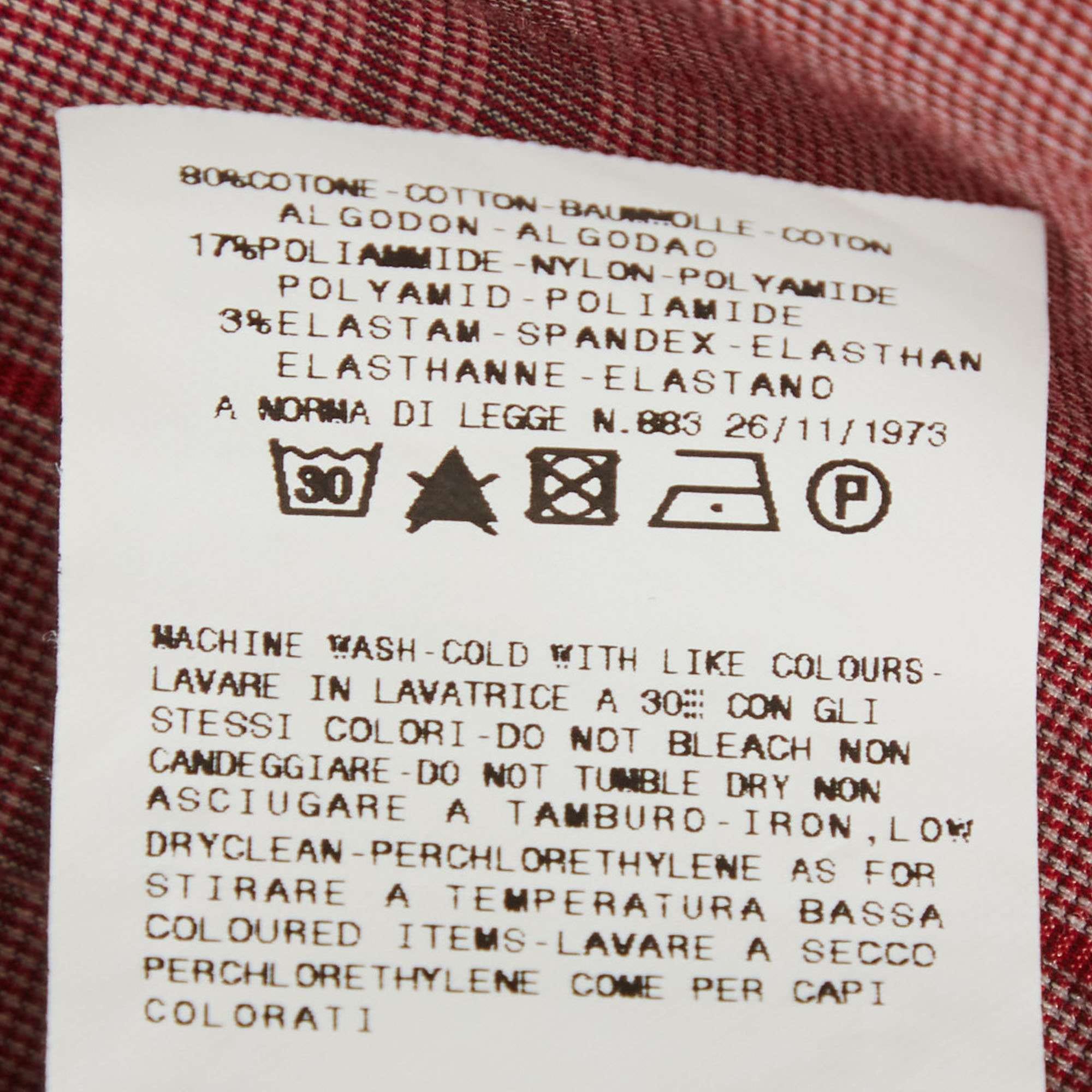 Just Cavalli Red Plaid Print Stretch Cotton Button Up Shirt