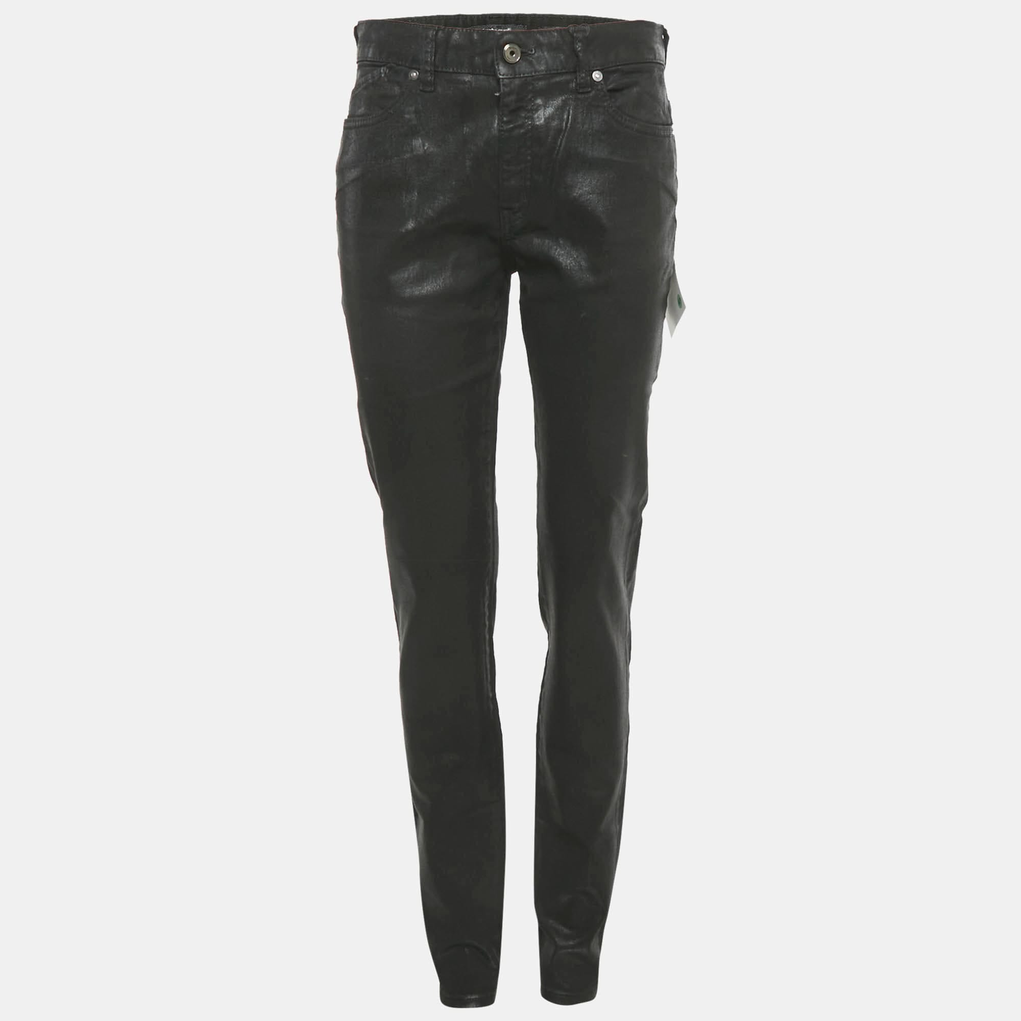 Just Cavalli Black Coated Denim Jeans M/waist