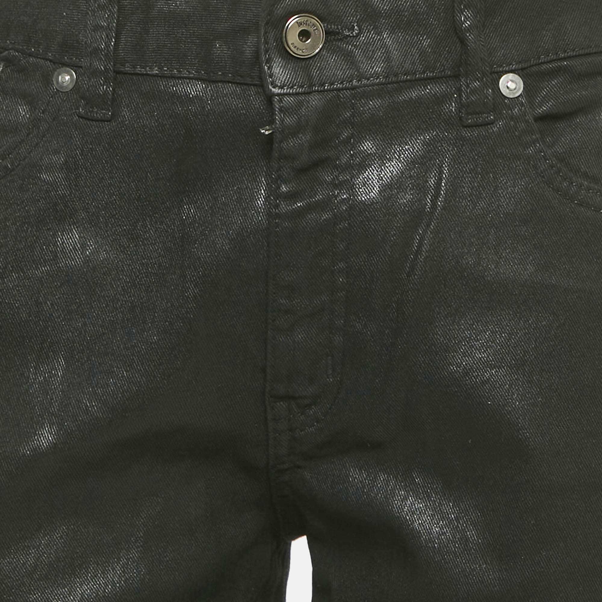 Just Cavalli Black Coated Denim Jeans M/waist