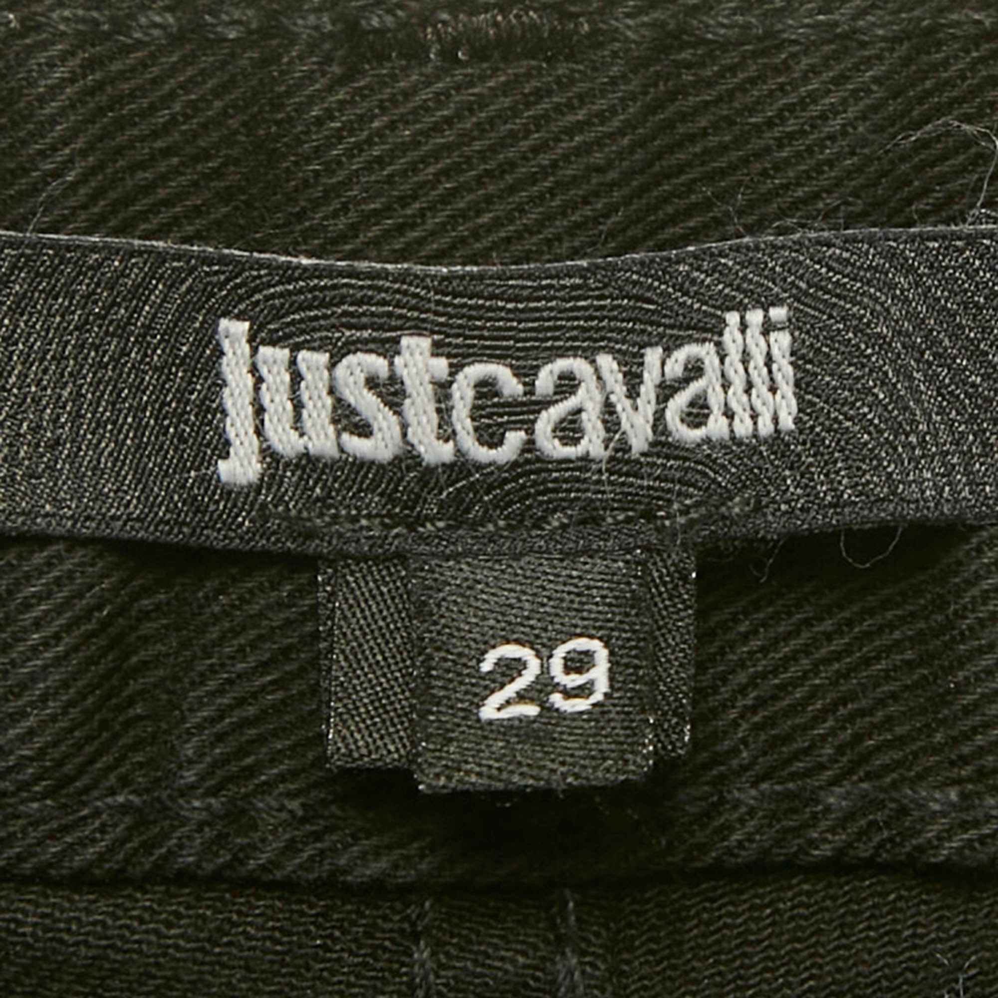 Just Cavalli Black Coated Denim Jeans M/waist