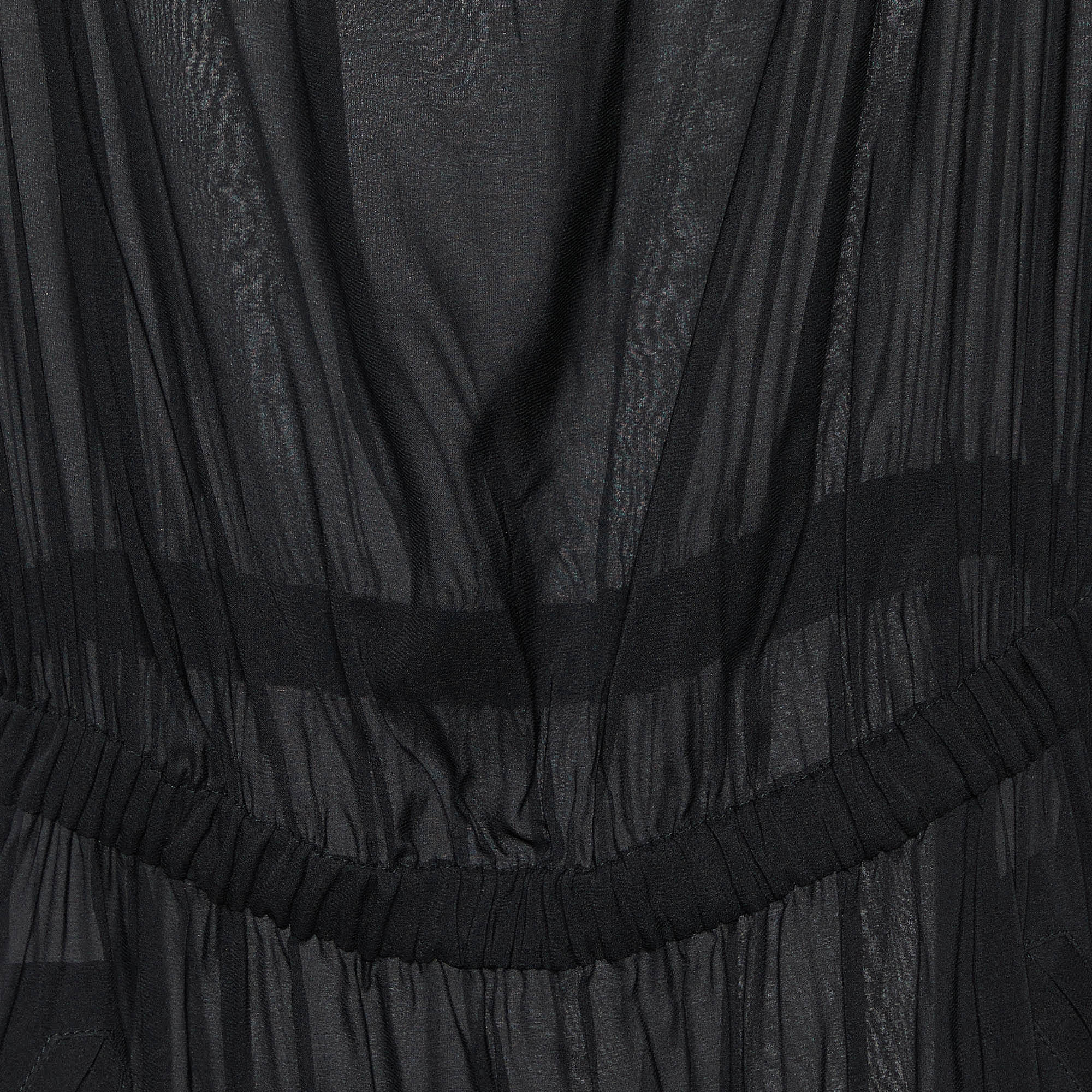 Just Cavalli Black Printed Silk Tiered Midi Dress