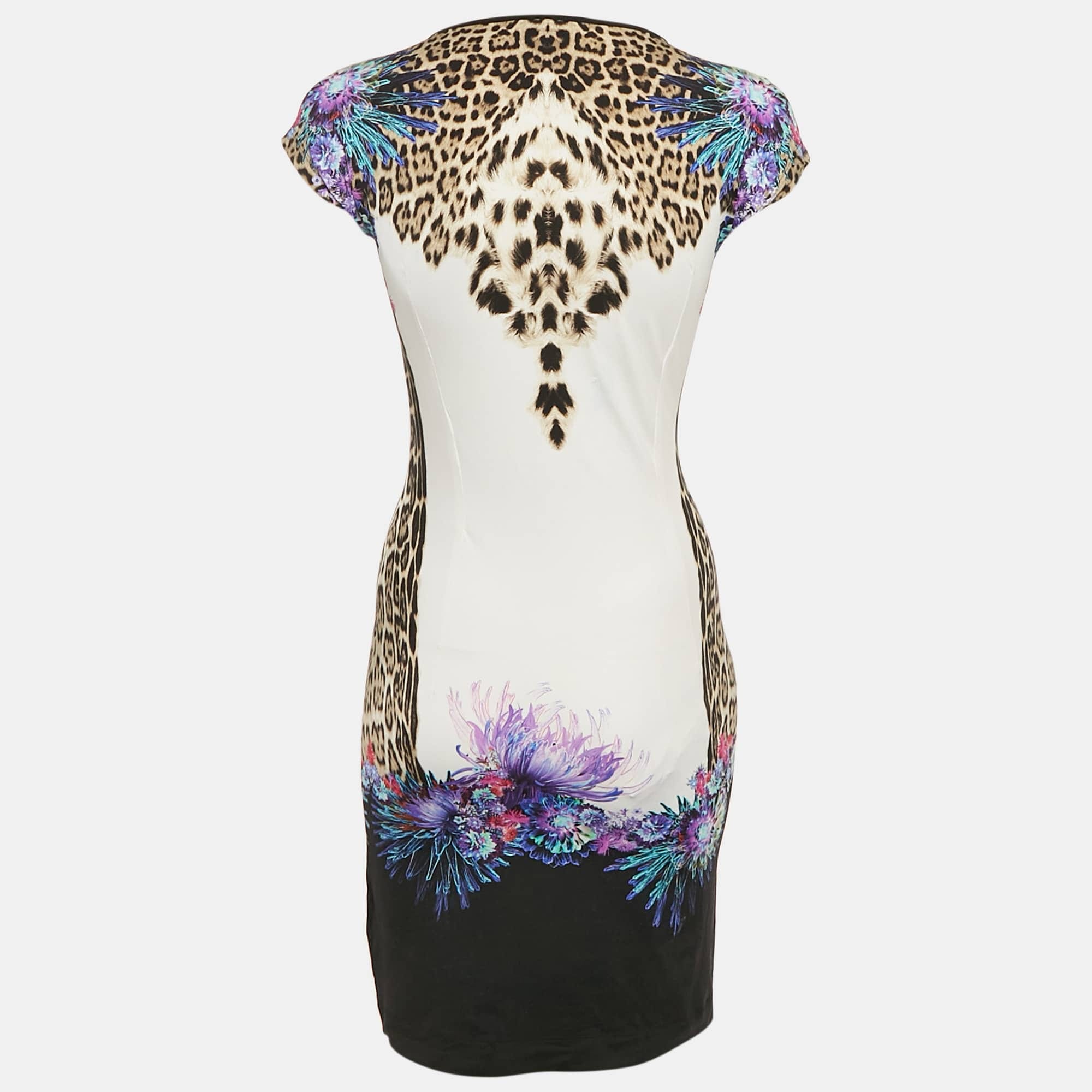 Just Cavalli Brown Leopard Print Jersey Mini Dress