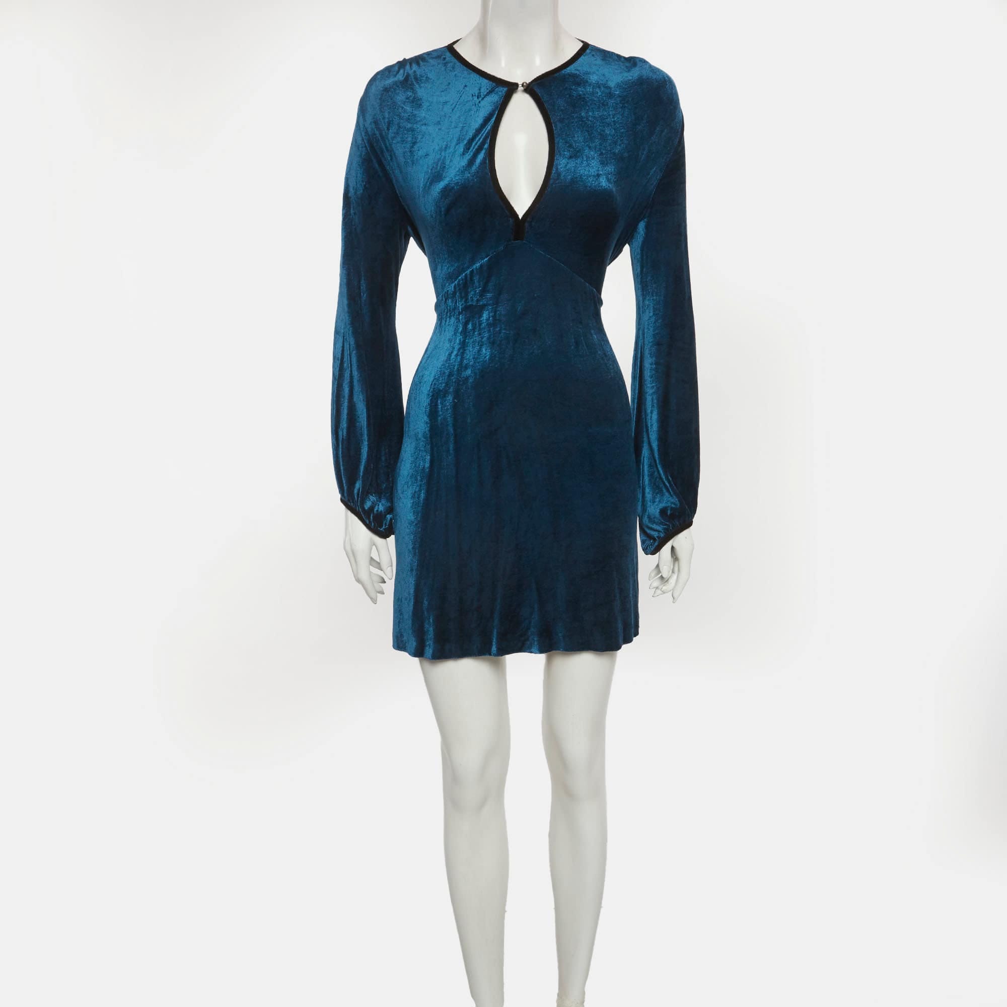 Just Cavalli Teal Blue Velvet Flared Mini Dress