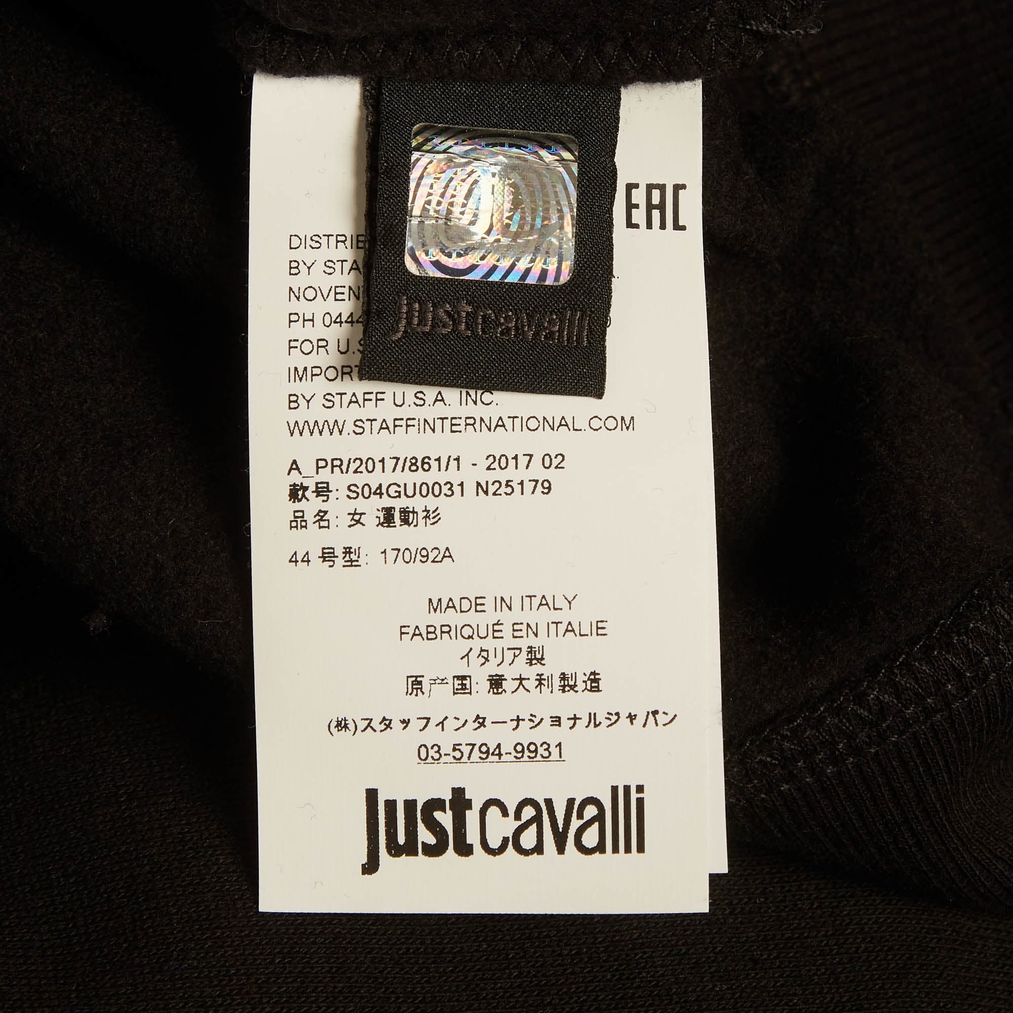 Just Cavalli Black Printed Cotton Sweatshirt