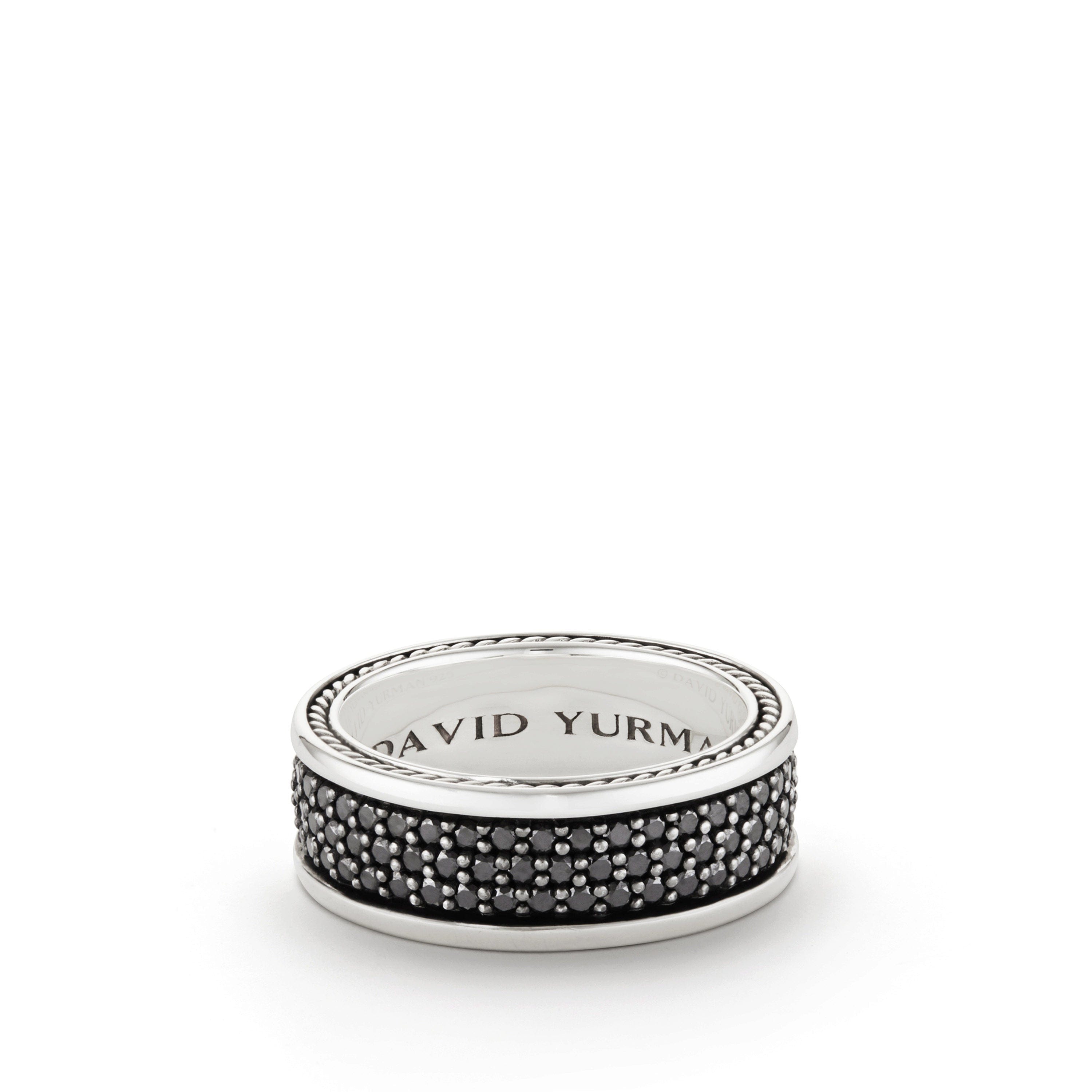 David Yurman Streamline Three - Row Band Ring with Black Diamonds - R05463MSSABD - 883932075205