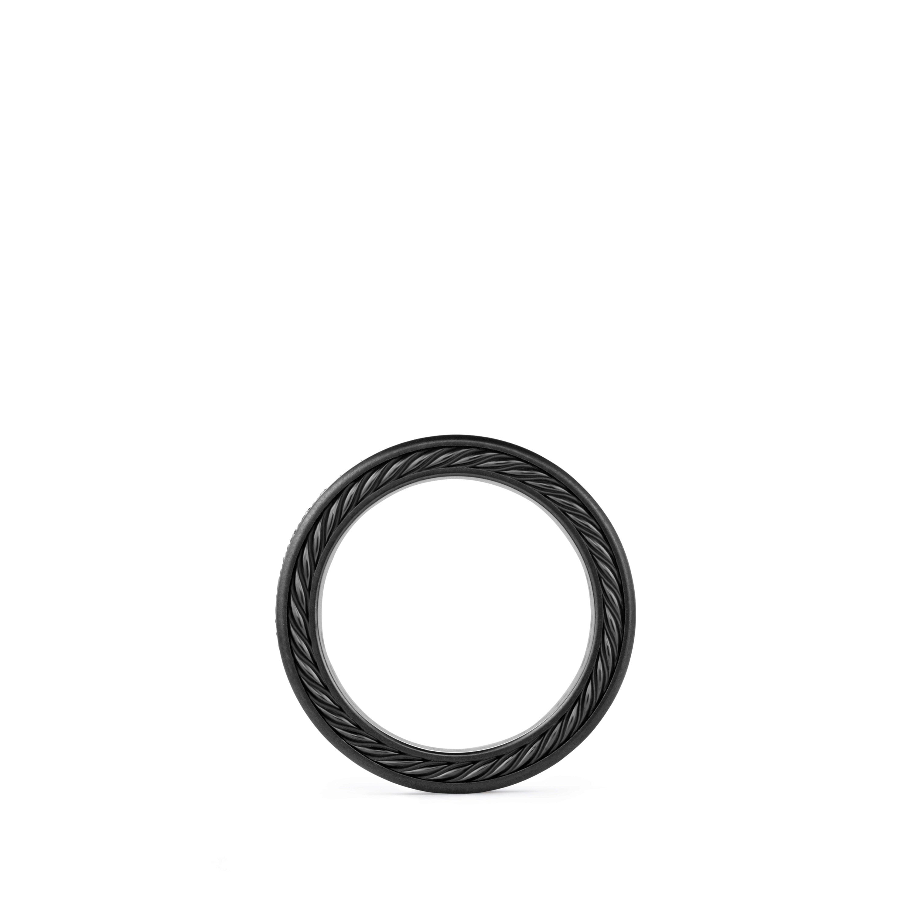 David Yurman Streamline Three - Row Band Ring with Black Diamonds and Black Titanium - R05463MTBABD
