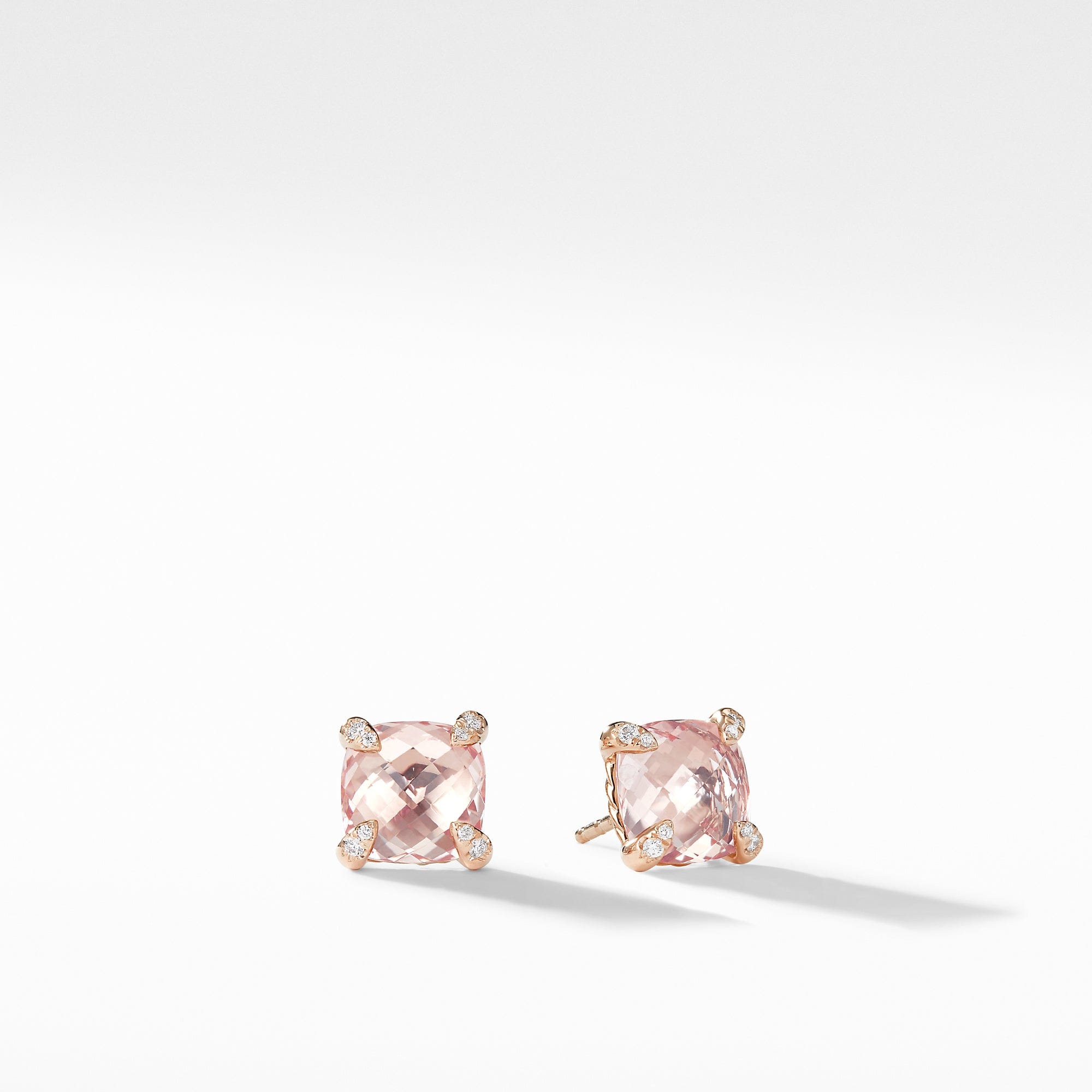 David Yurman Chatelaine Stud Earrings in 18K Rose Gold with Morganite & Pave Diamonds - E12792D8RAMODI