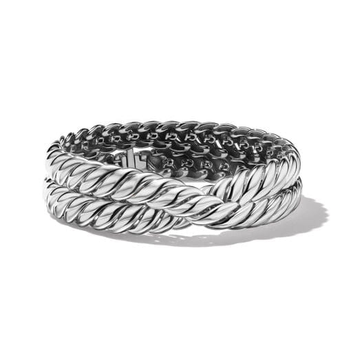 David Yurman Sculpted Cable Double Wrap Bracelet in Sterling Silver, Size Medium