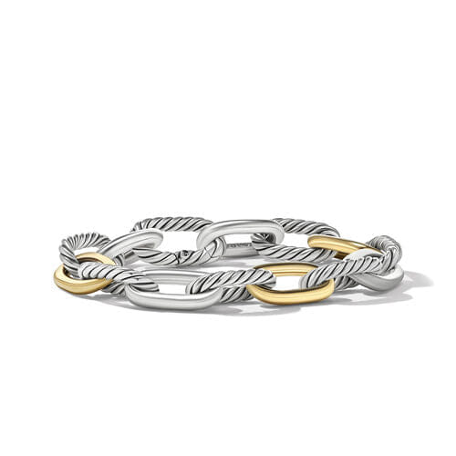David Yurman DY Madison Chain Bracelet in Sterling Silver with 18K Yellow Gold, Size Medium