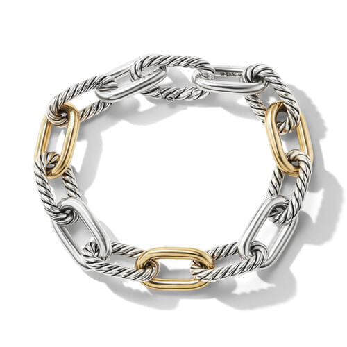 David Yurman DY Madison Chain Bracelet in Sterling Silver with 18K Yellow Gold, Size Medium