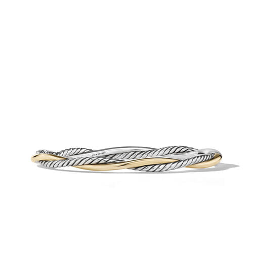 David Yurman Petite Infinity Bracelet in Sterling Silver with 14K Yellow Gold, Size Medium