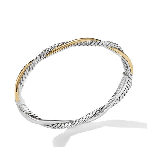 David Yurman Petite Infinity Bracelet in Sterling Silver with 14K Yellow Gold, Size Medium