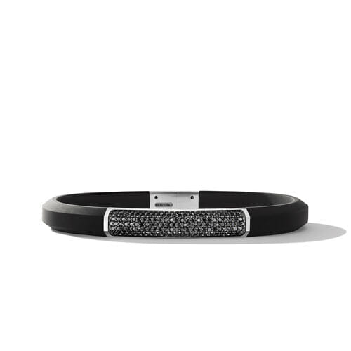 David Yurman Streamline ID Black Rubber Bracelet with Pavé Black Diamonds