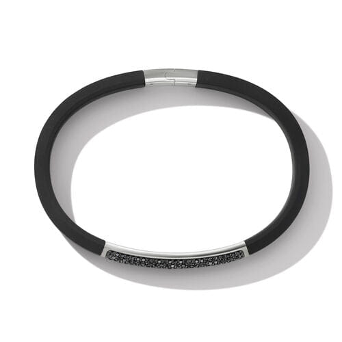 David Yurman Streamline ID Black Rubber Bracelet with Pavé Black Diamonds