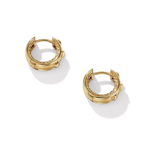 David Yurman Modern Renaissance Huggie Earrings in 18K Yellow Gold with Diamonds