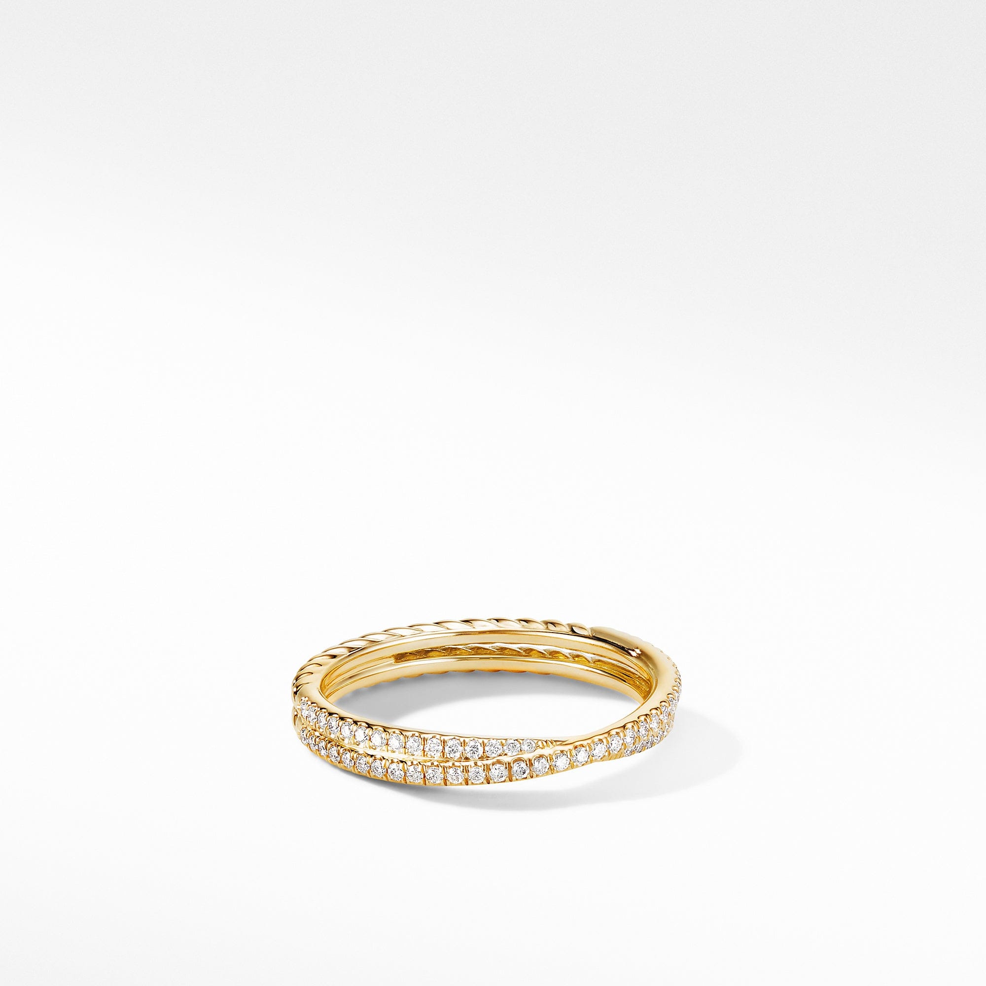 David Yurman Crossover Micro Pavé Diamond Wedding Band Ring in 18K Yellow Gold, Size 6