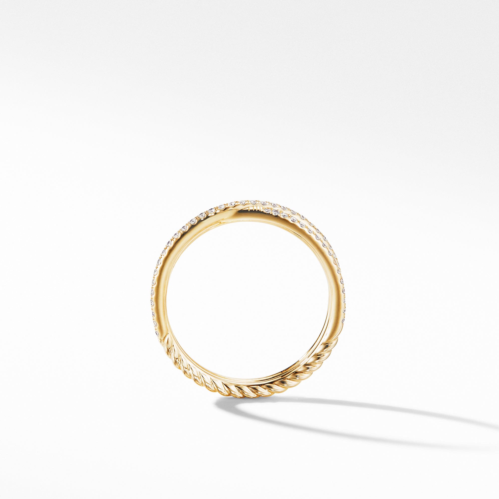 David Yurman Crossover Micro Pavé Diamond Wedding Band Ring in 18K Yellow Gold, Size 6