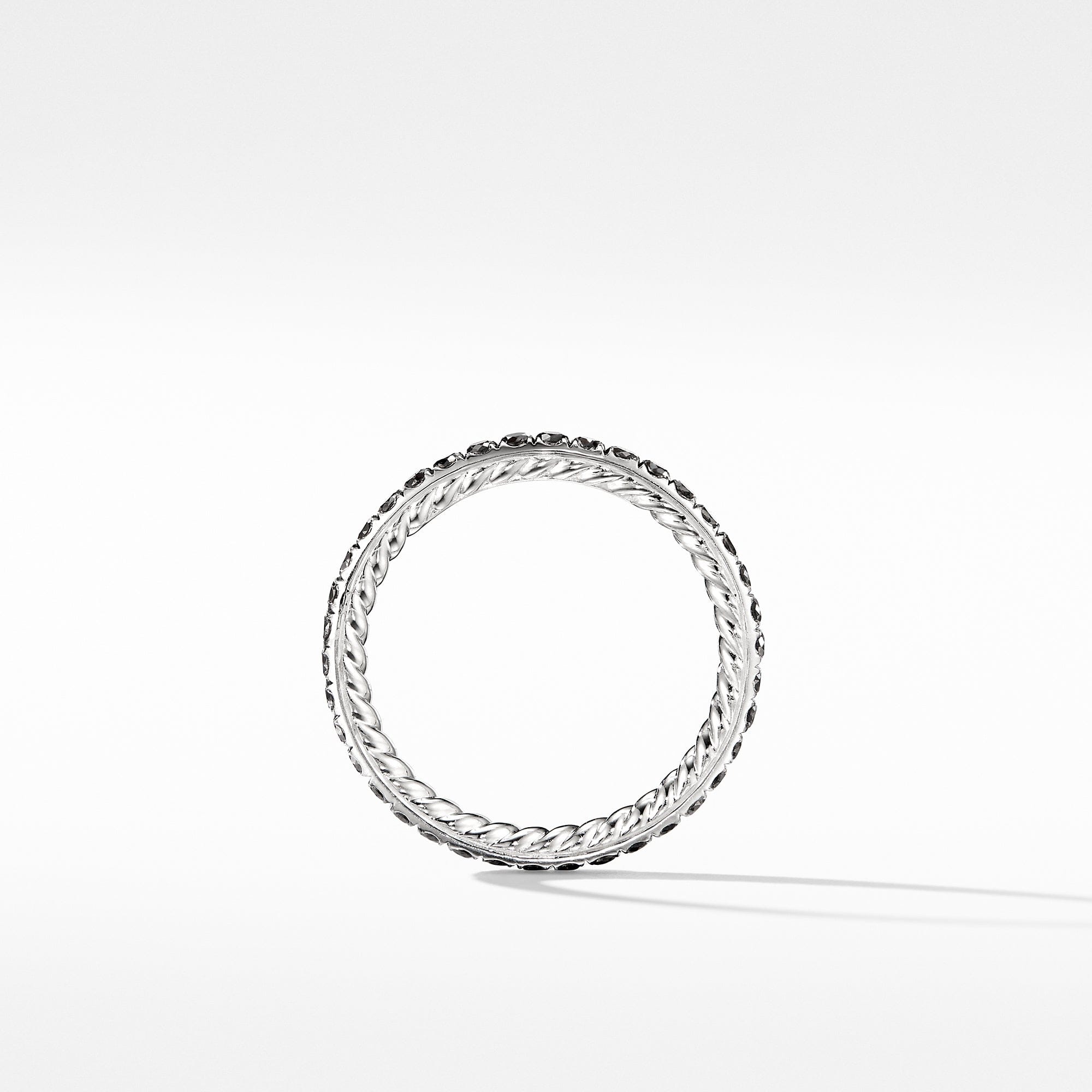 David Yurman Eden 1.85 mm Black Diamond Pavé Wedding Band Ring in Platinum, Size 6