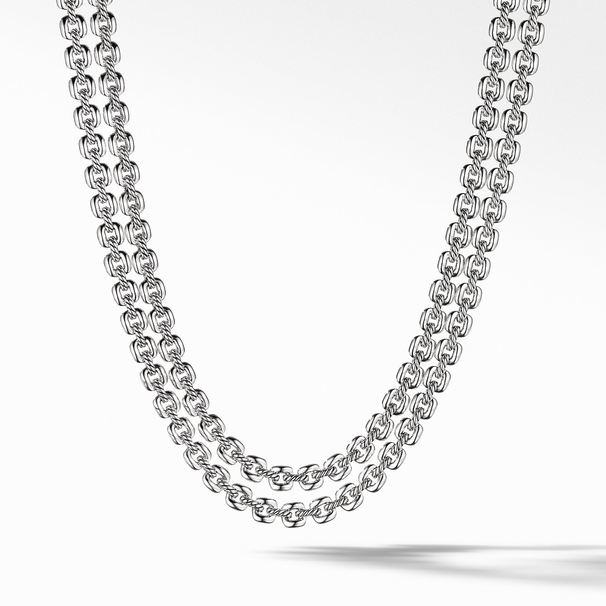 David Yurman Thoroughbred® Double Row Cushion Link Necklace in Sterling Silver, 17.5" Length