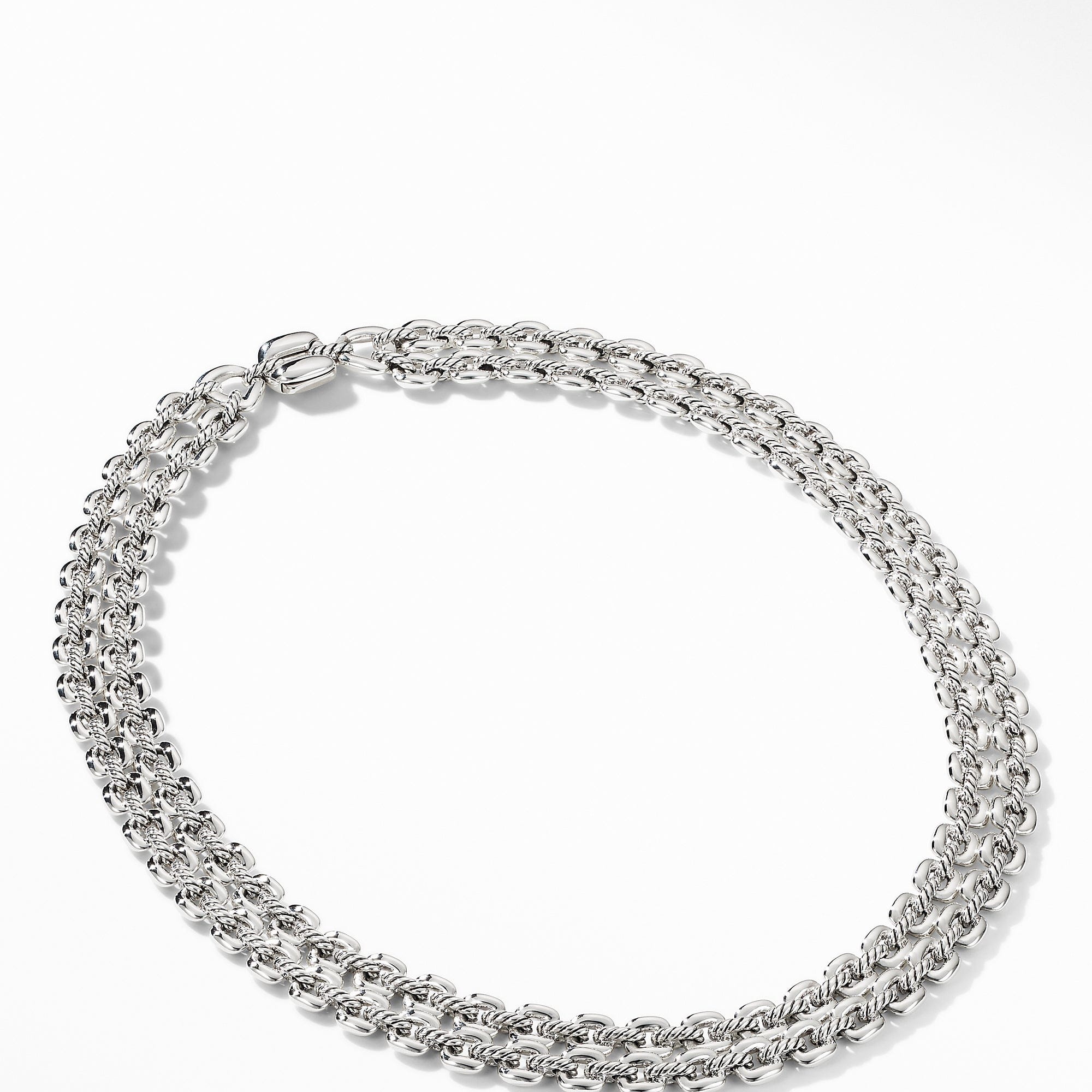 David Yurman Thoroughbred® Double Row Cushion Link Necklace in Sterling Silver, 17.5" Length