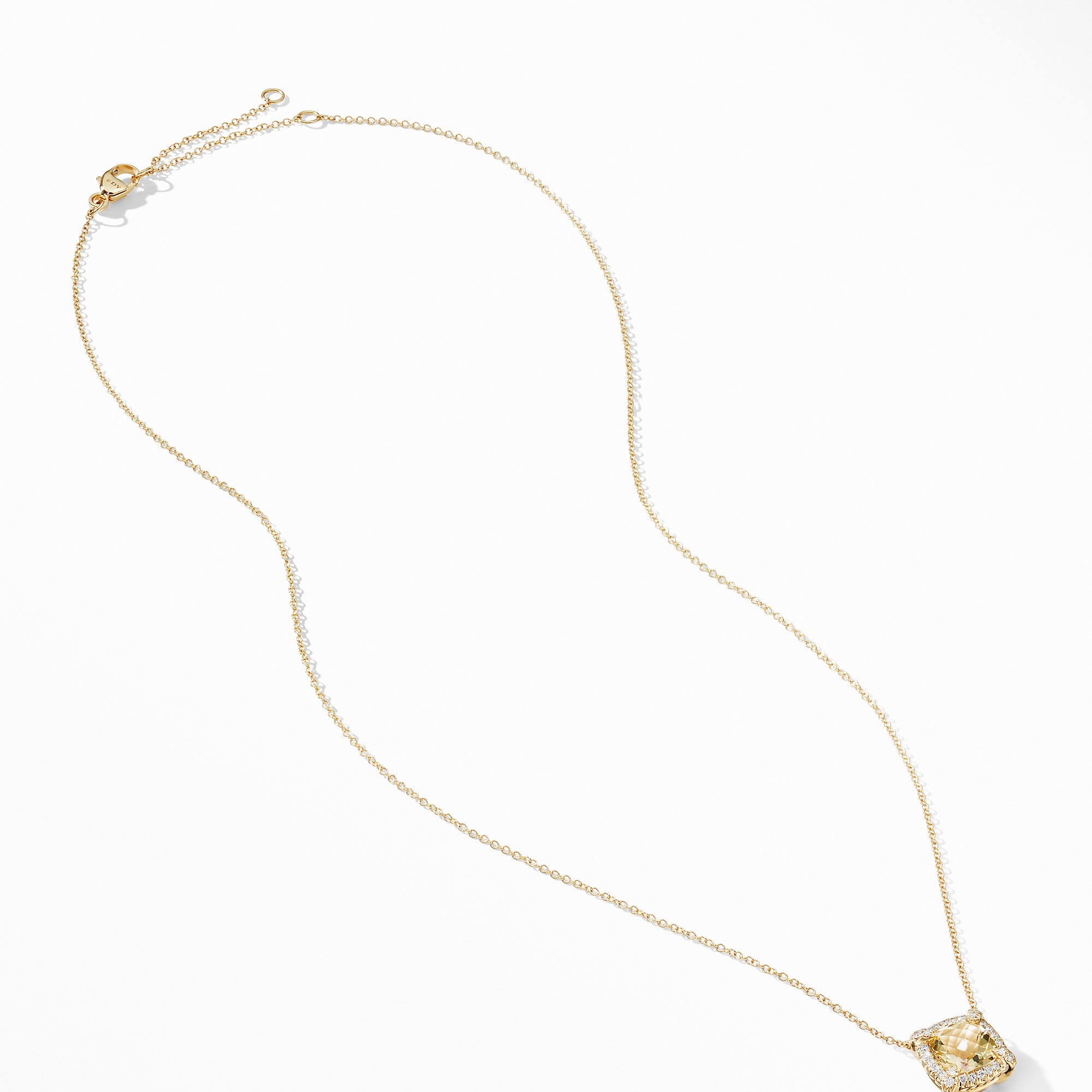 David Yurman Petite Châtelaine® Pavé Bezel Pendant Necklace in 18K Yellow Gold with Champagne Citrine